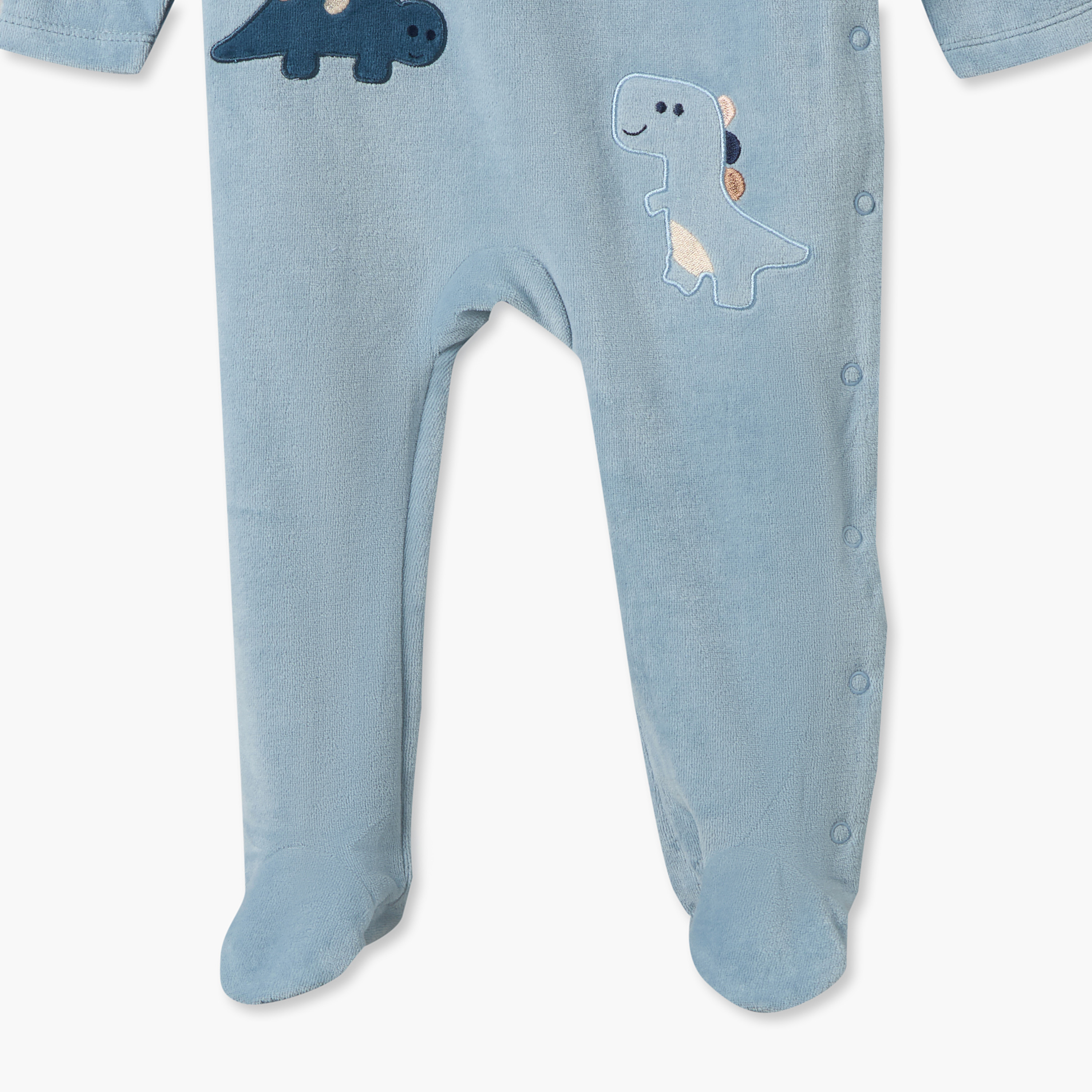 طقم بدلات نوم قطيفة بياقة ضيقة وأكمام طويلة وطبعات ديناصورات من جونيورز - قطعتين-baby-boys-clothing-nightwear-sleepsuits-image-4