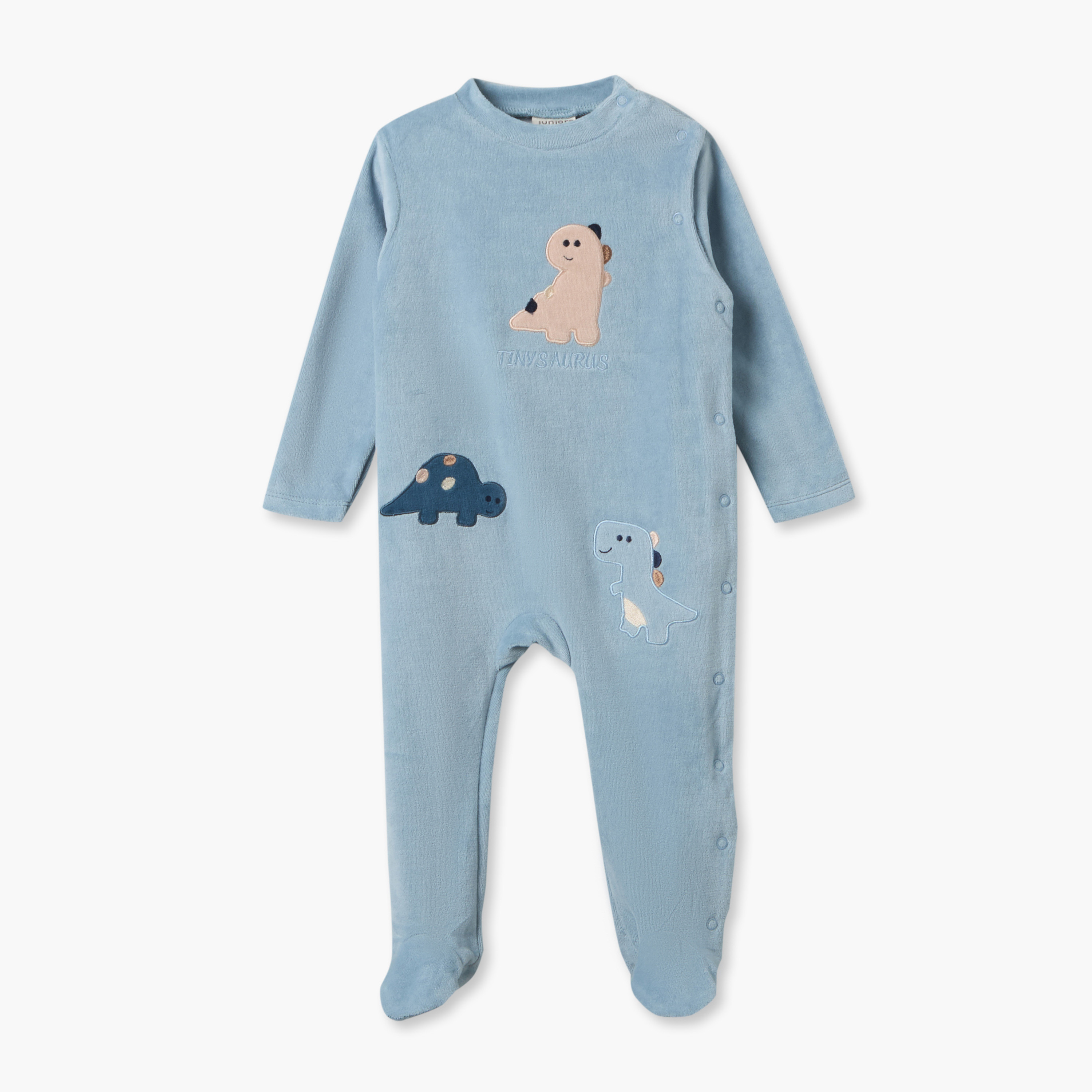 طقم بدلات نوم قطيفة بياقة ضيقة وأكمام طويلة وطبعات ديناصورات من جونيورز - قطعتين-baby-boys-clothing-nightwear-sleepsuits-image-6