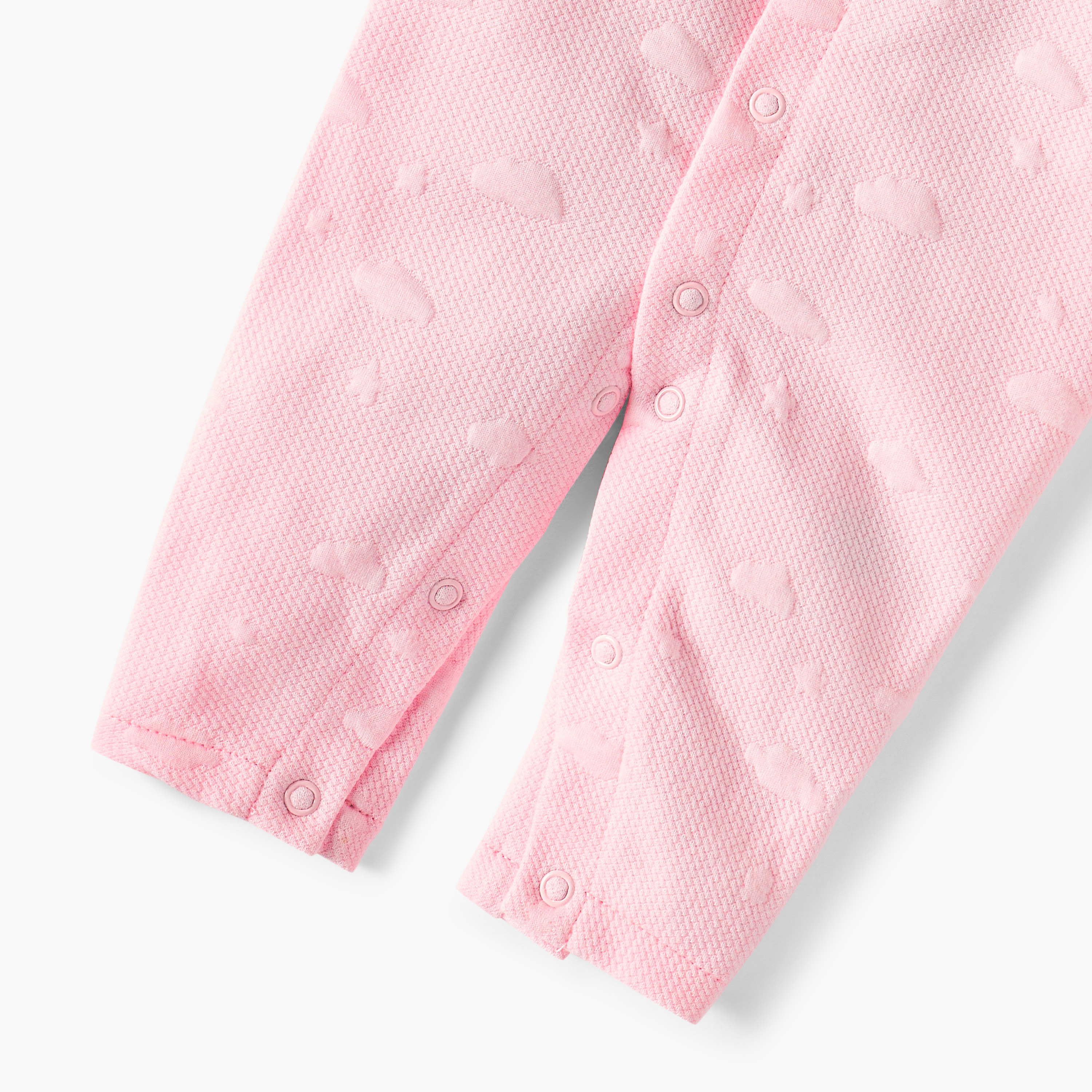 Juniors Jacquard Textured Collared Sleepsuit with Snap Button Closure-baby-girls-clothing-nightwear-sleepsuits-image-4