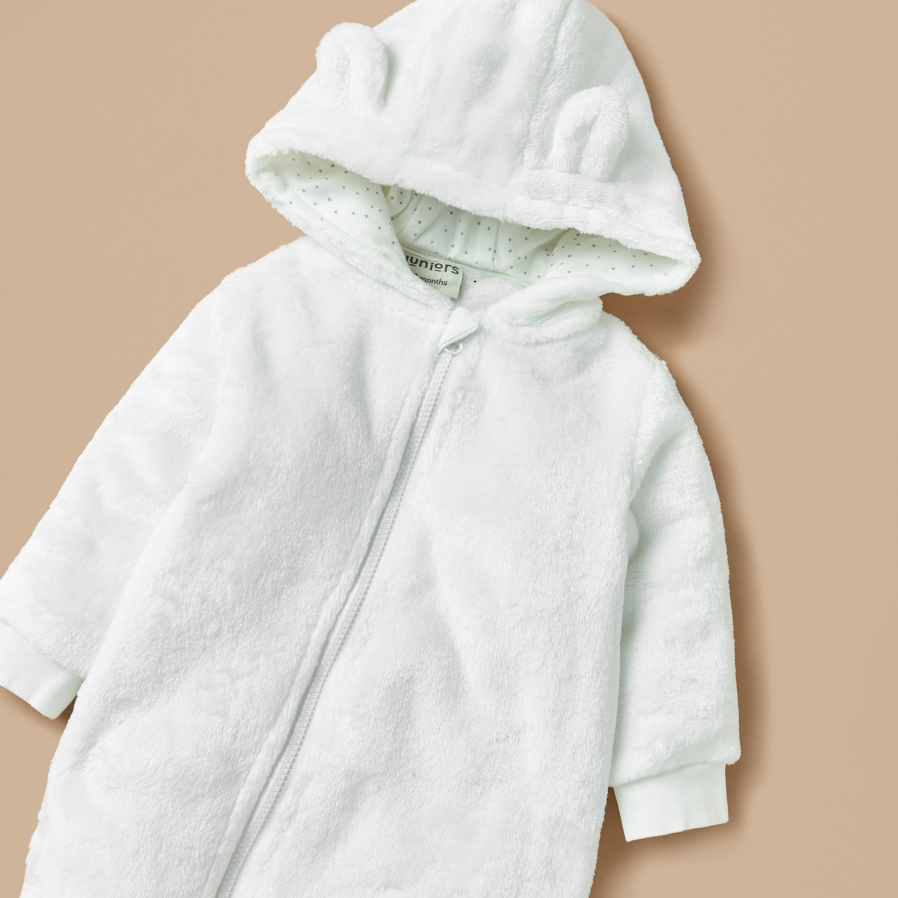 بدلة نوم سادة مغلقة القدمين بقبعة وأكمام طويلة من جونيورز-baby-girls-clothing-nightwear-sleepsuits-image-3