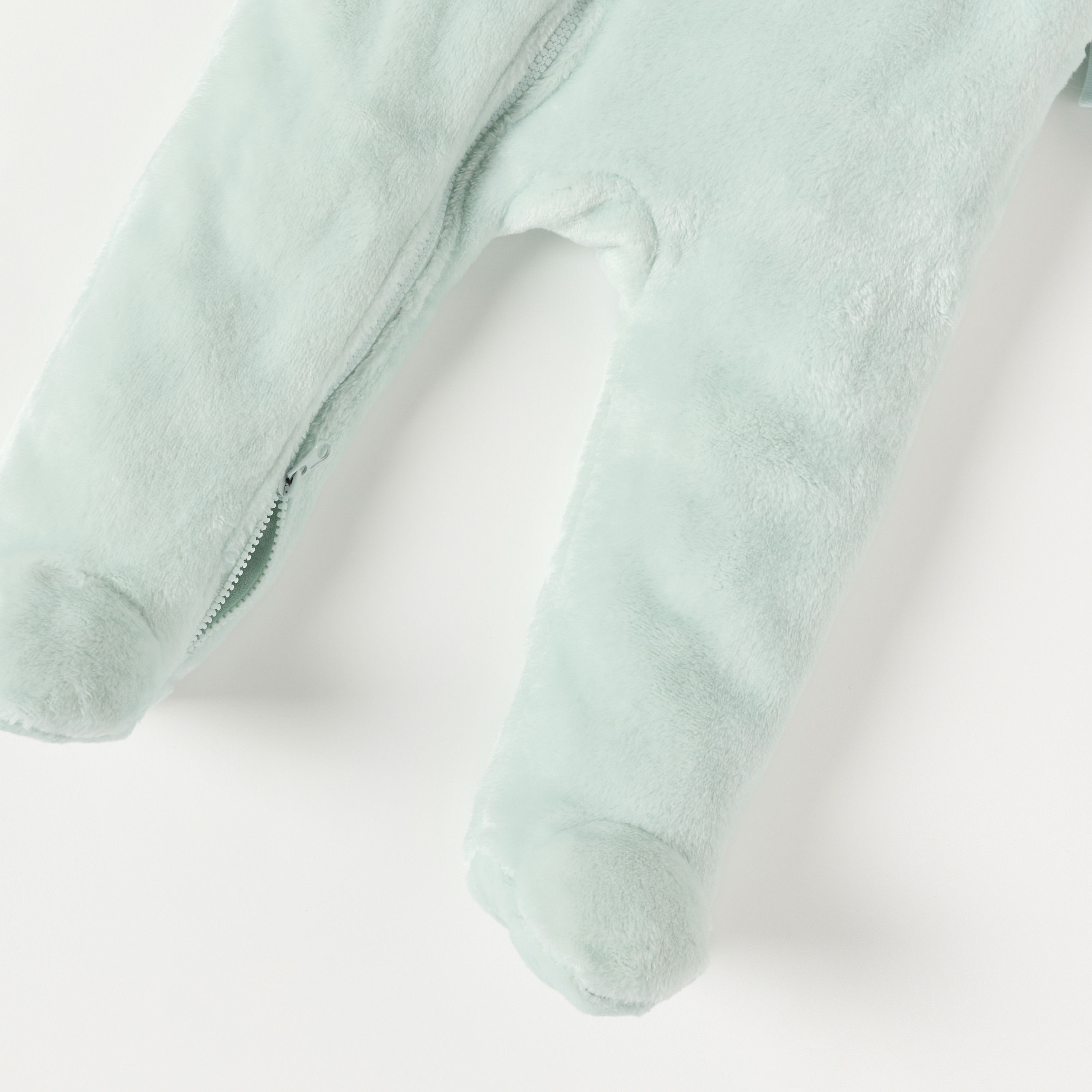 Juniors Solid Fleece Closed Feet Hooded Sleepsuit with Zip Closure and Ear Applique-baby-girls-clothing-nightwear-sleepsuits-image-4