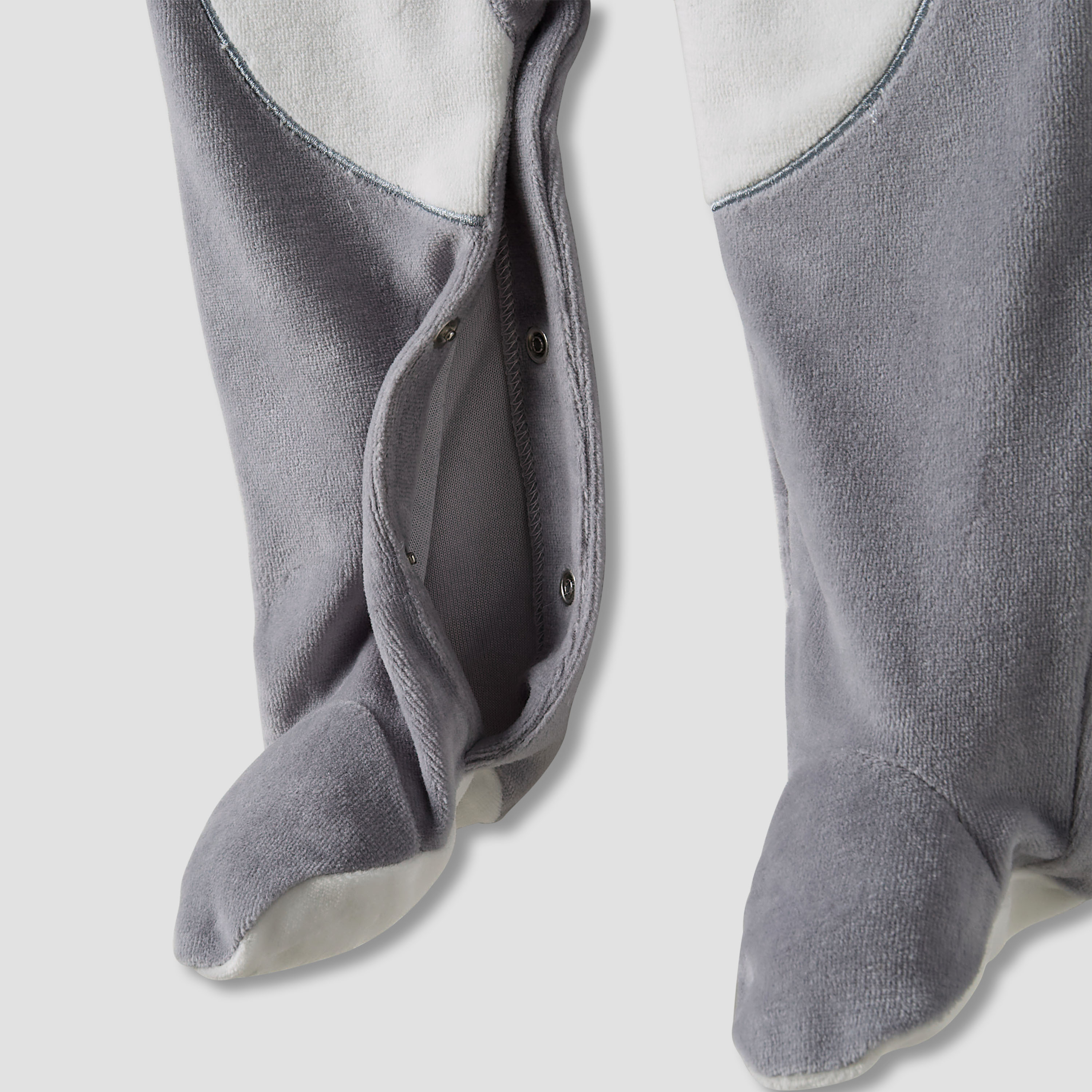 Juniors Penguin Detail Velour Closed Feet Sleepsuit with Cap-baby-boys-clothing-winterwear-sleepsuits-image-5