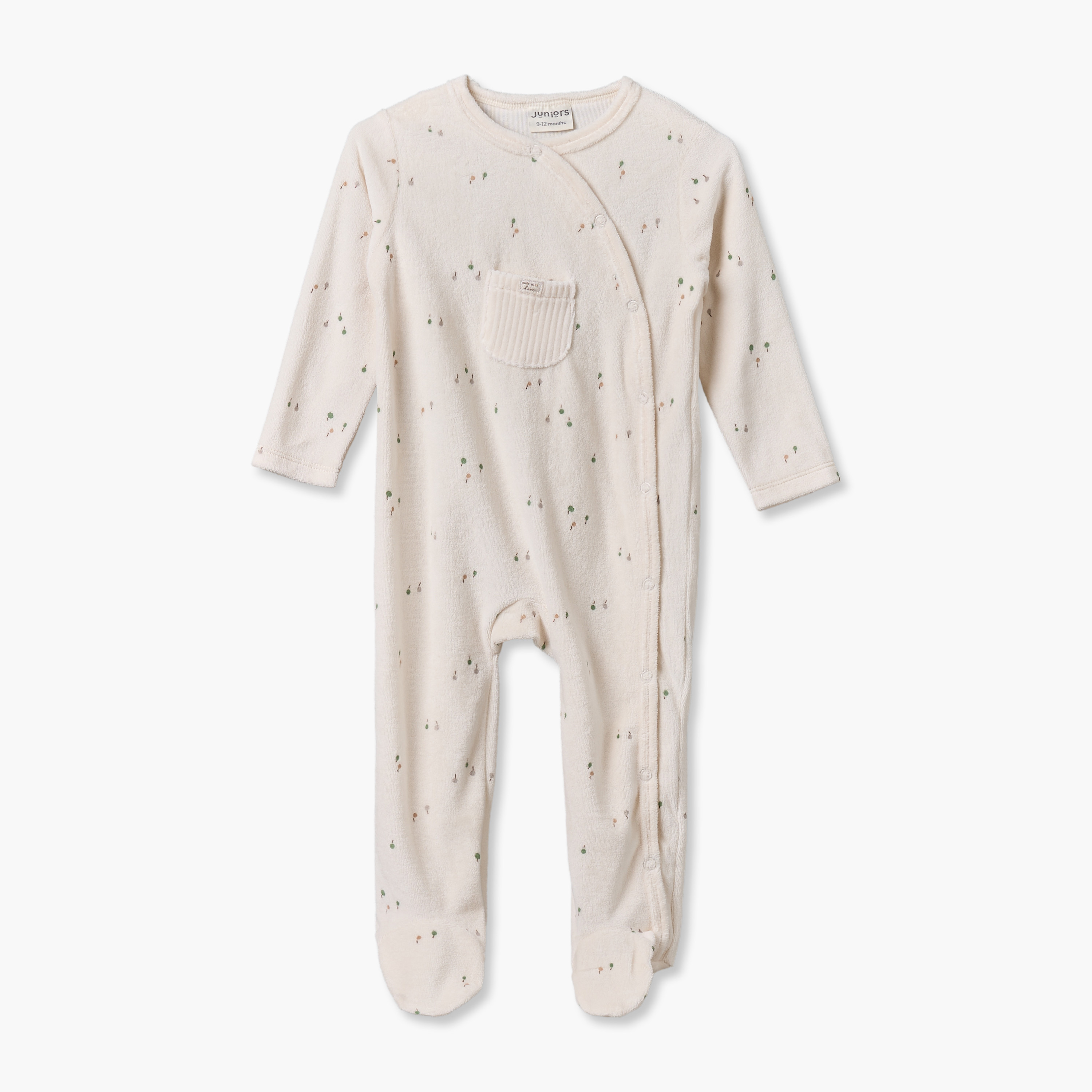 Pack of 2 Juniors Cotton Crew Neck Long Sleeves Velour Sleepsuit with Snap Button Closure-baby-boys-clothing-nightwear-sleepsuits-image-3