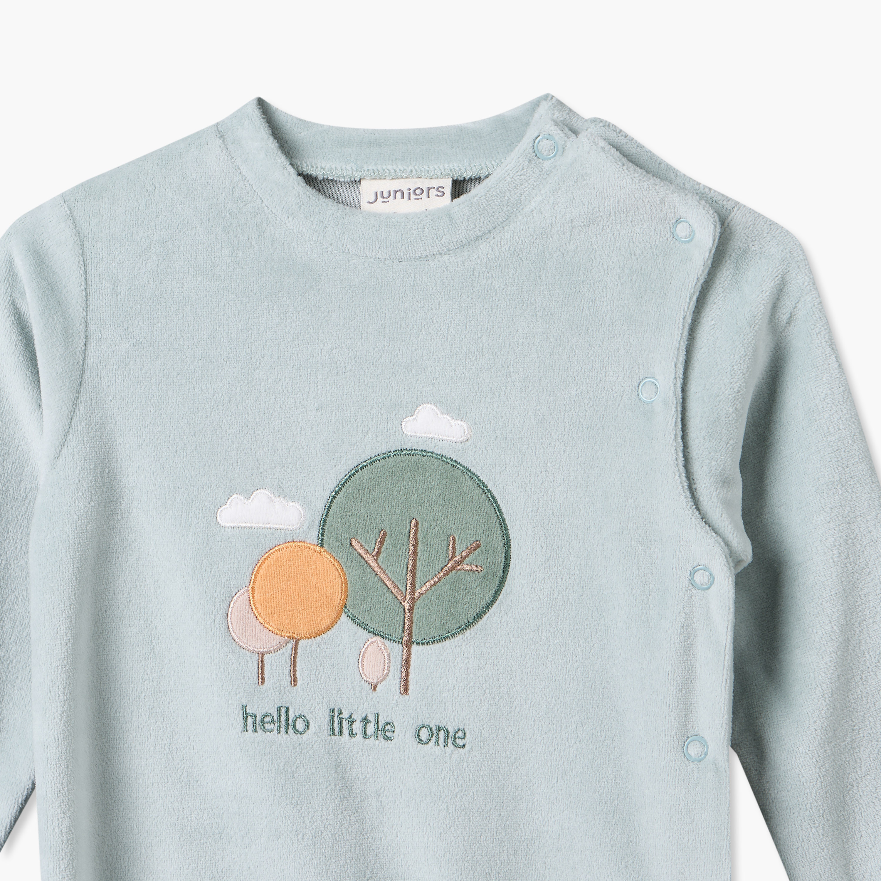 Pack of 2 Juniors Cotton Crew Neck Long Sleeves Velour Sleepsuit with Snap Button Closure-baby-boys-clothing-nightwear-sleepsuits-image-4