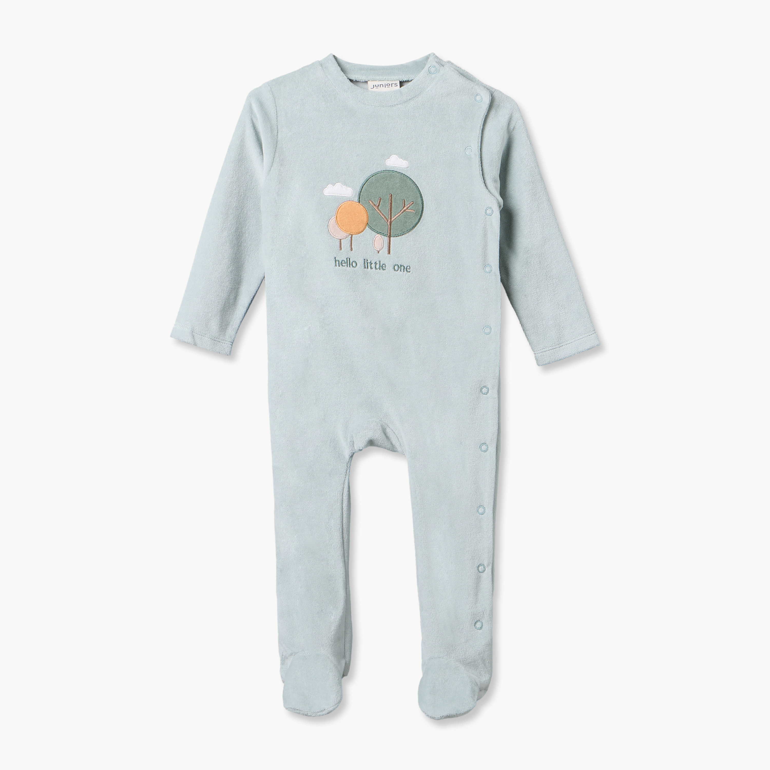 Pack of 2 Juniors Cotton Crew Neck Long Sleeves Velour Sleepsuit with Snap Button Closure-baby-boys-clothing-nightwear-sleepsuits-image-6