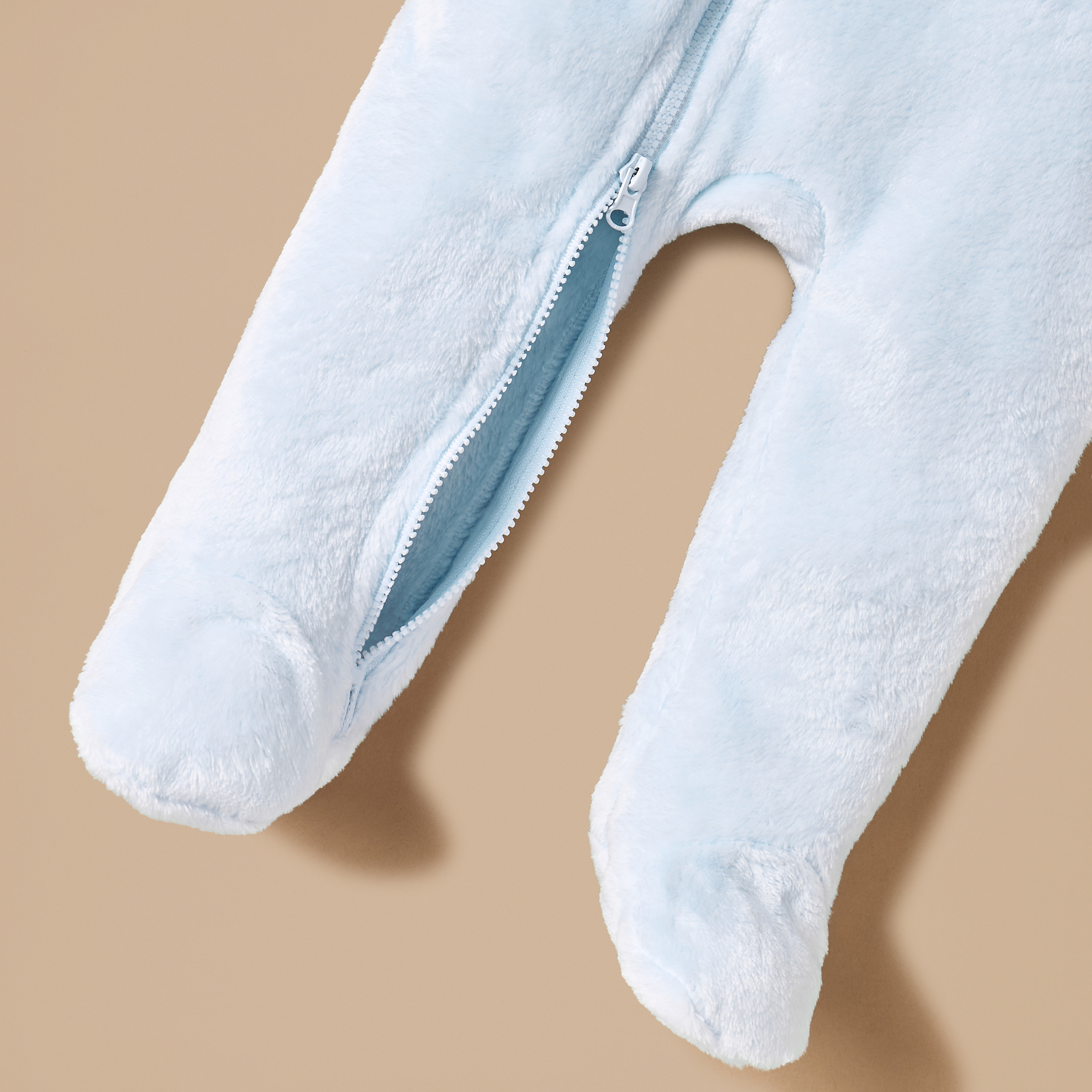 Juniors Ear Applique Closed Feet Hooded Sleepsuit with Zip Closure-baby-boys-clothing-winterwear-sleepsuits-image-4