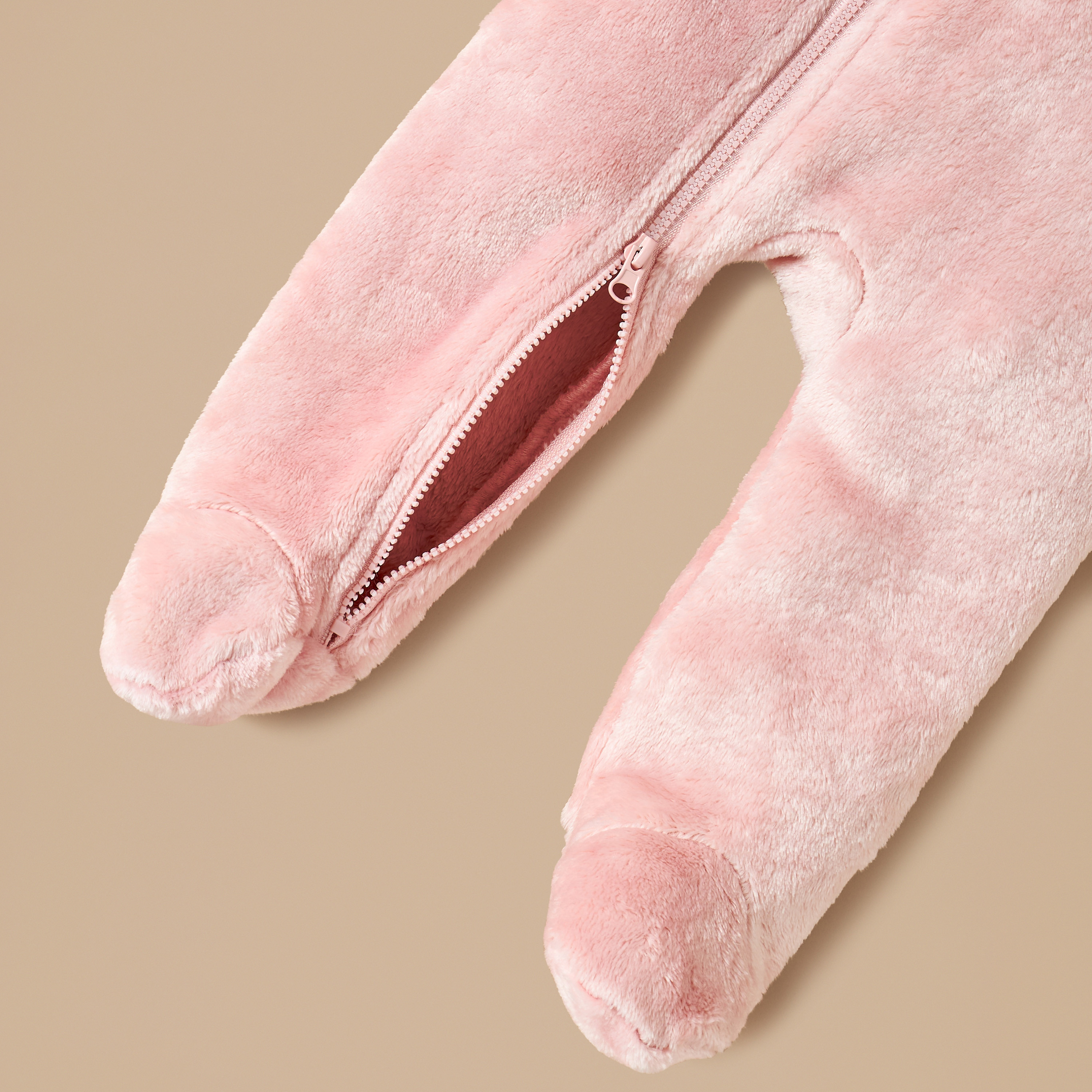 Juniors Ear Applique Closed Feet Hooded Sleepsuit with Zip Closure-baby-girls-clothing-nightwear-sleepsuits-image-4