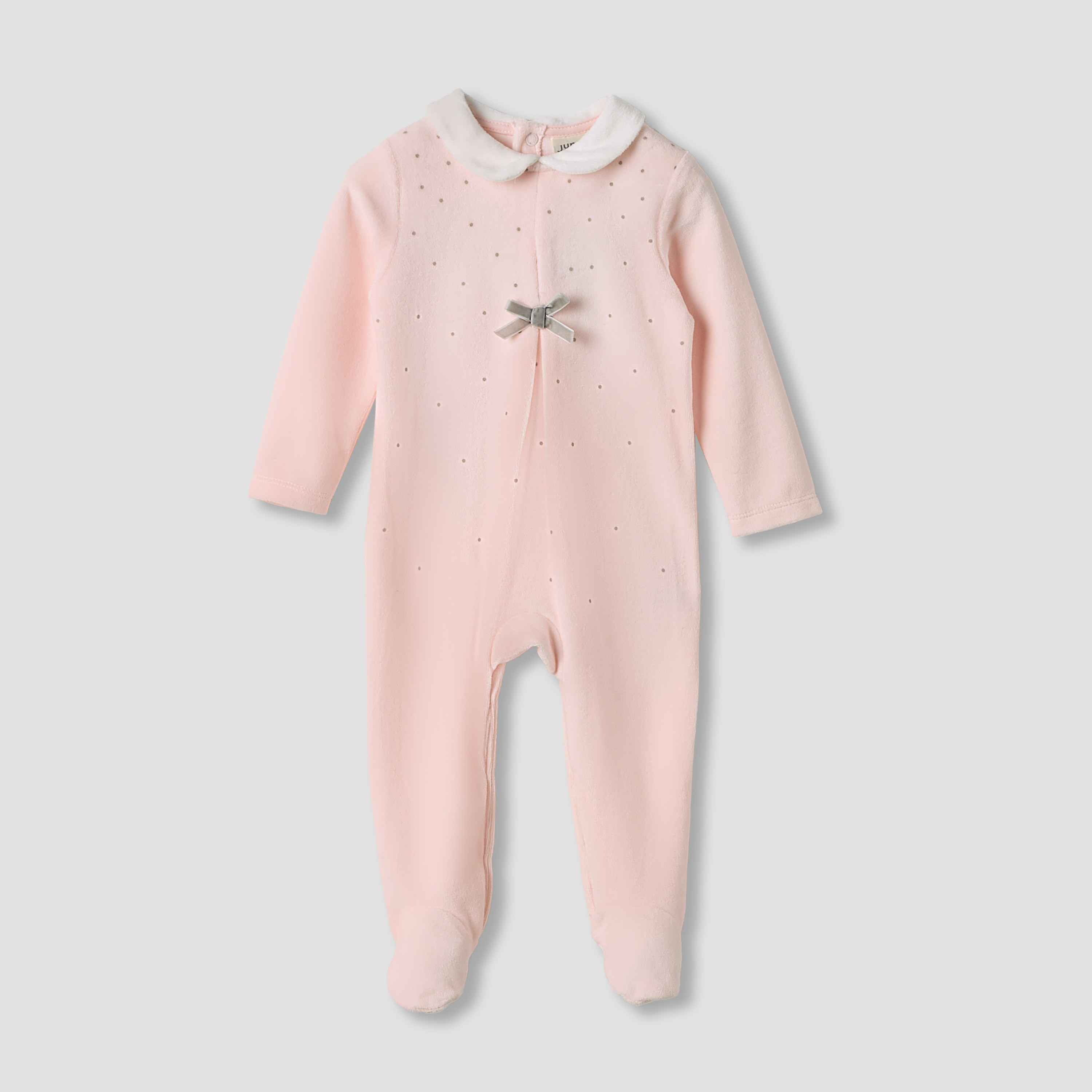 Juniors Textured Velour Footed Sleepsuit with Long Sleeves - Set of 2-baby-girls-clothing-nightwear-sleepsuits-image-3