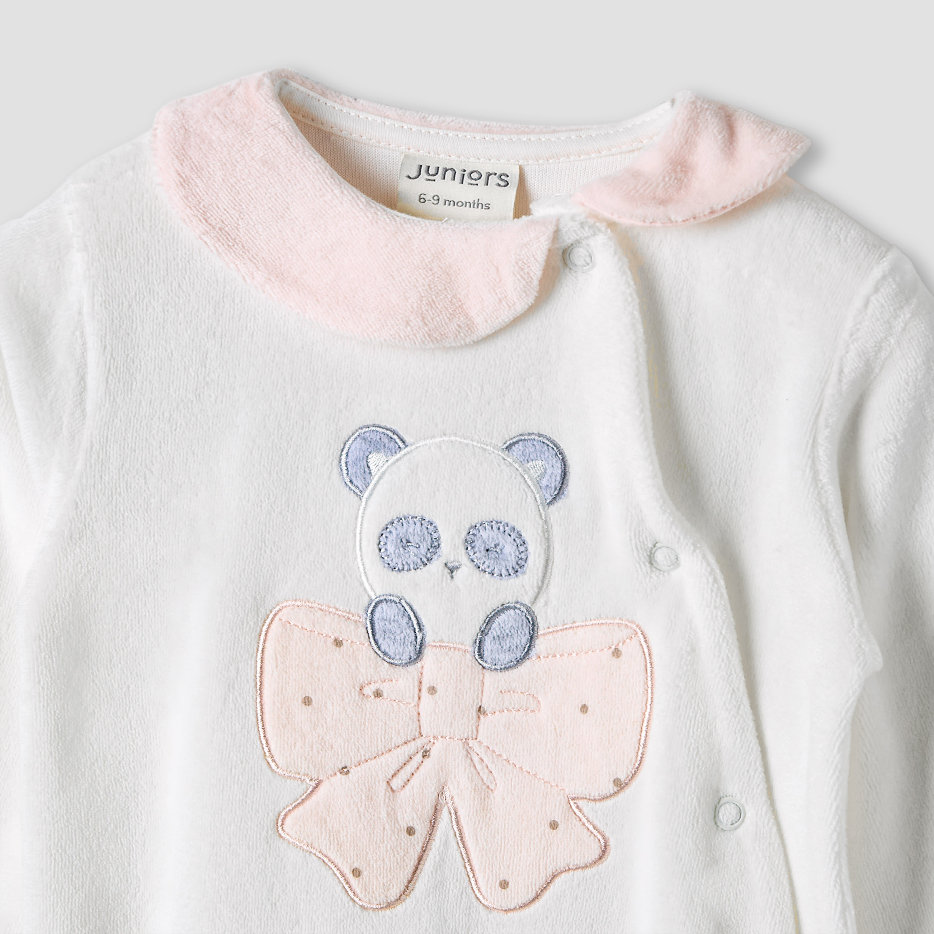 Juniors Textured Velour Footed Sleepsuit with Long Sleeves - Set of 2-baby-girls-clothing-nightwear-sleepsuits-image-4
