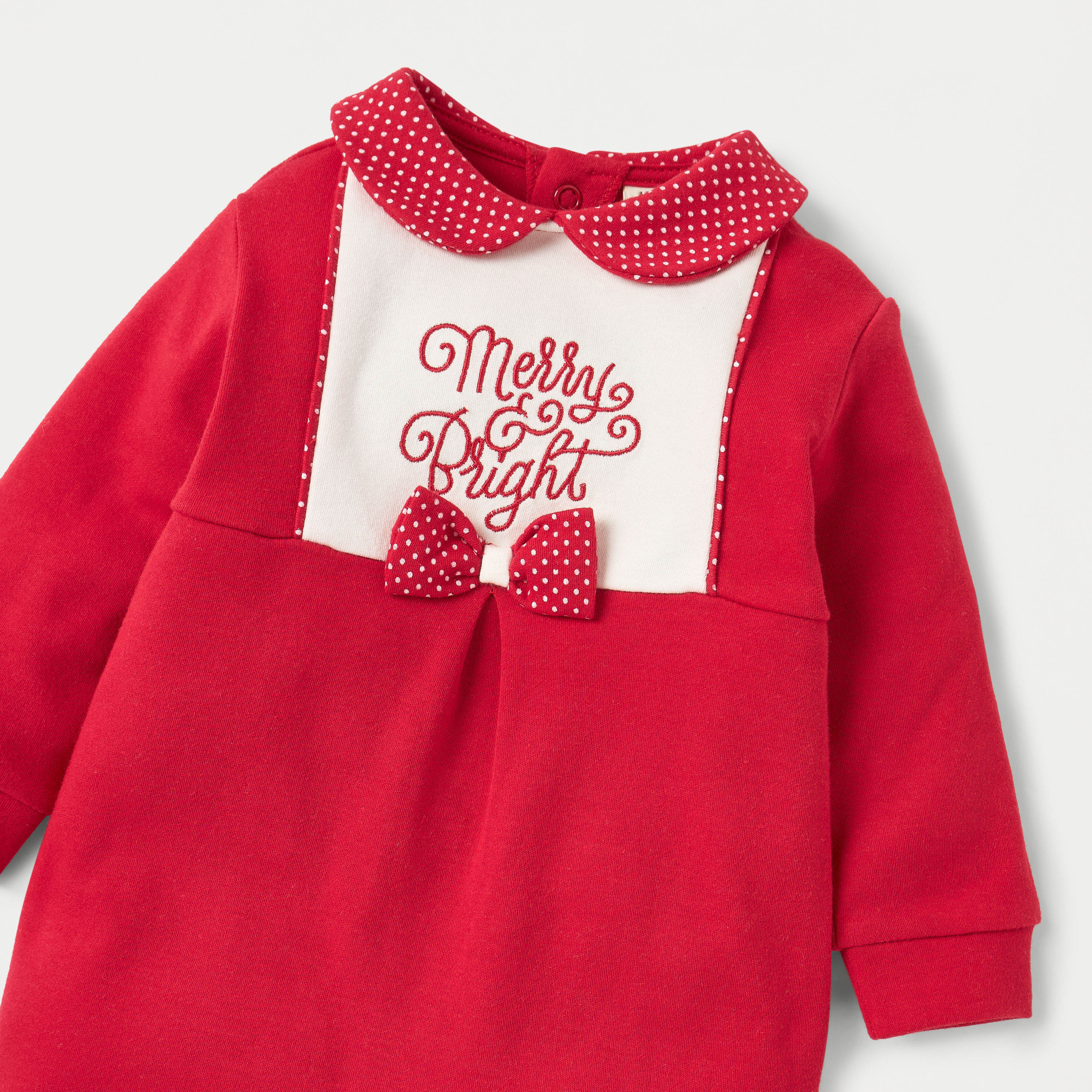 Juniors Embroidered Closed Feet Sleepsuit with Long Sleeves-baby-girls-clothing-nightwear-sleepsuits-image-3