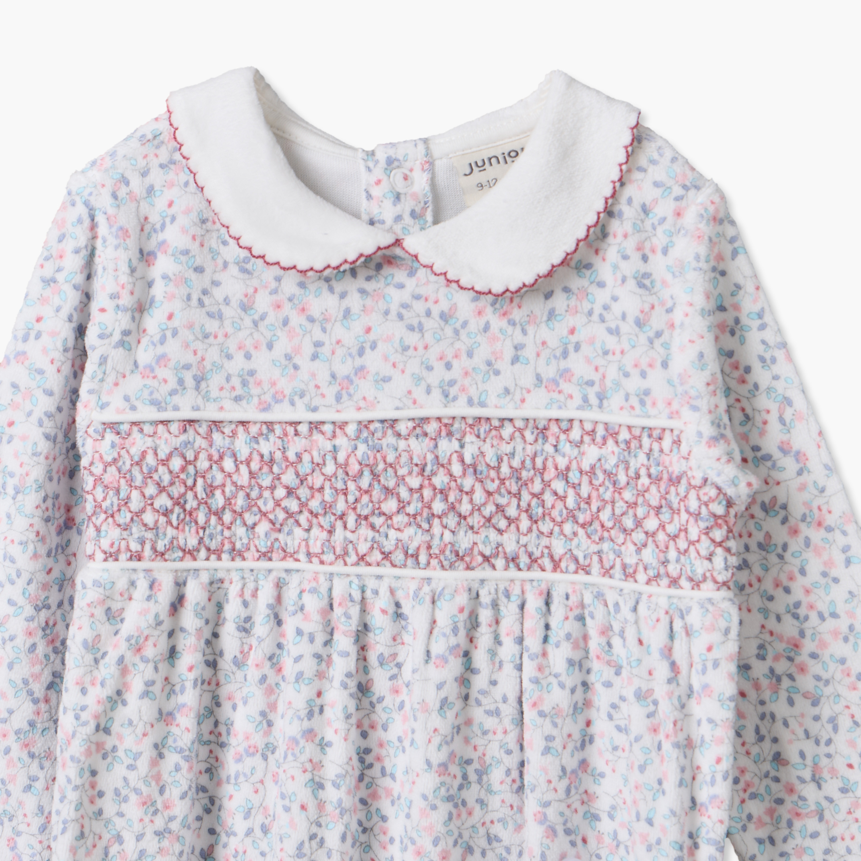 Pack of 2 Juniors Cotton Peter Pan Collar Long Sleeves Velour Sleepsuit with Snap Button Closure-baby-girls-clothing-nightwear-sleepsuits-image-4