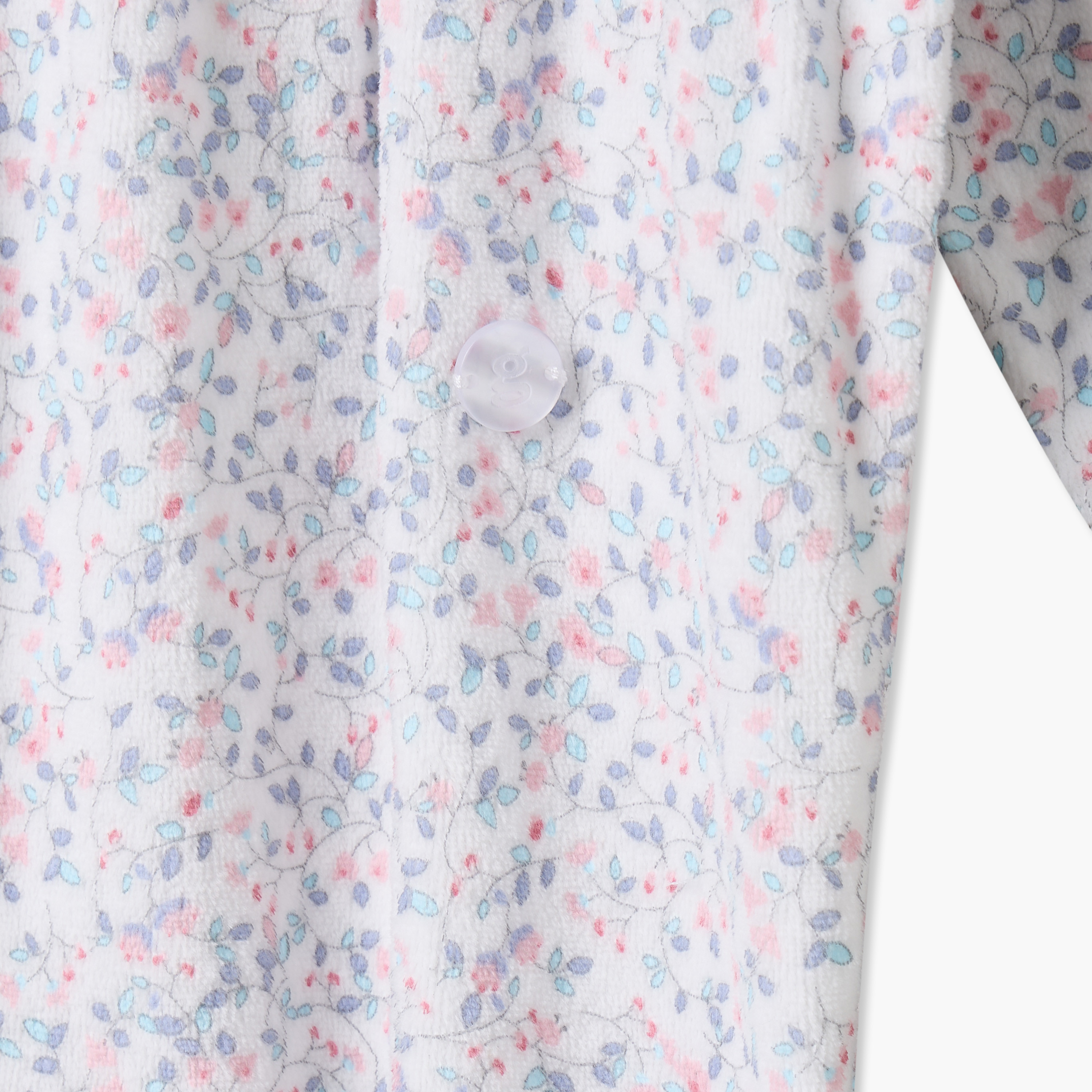 Pack of 2 Juniors Cotton Peter Pan Collar Long Sleeves Velour Sleepsuit with Snap Button Closure-baby-girls-clothing-nightwear-sleepsuits-image-5