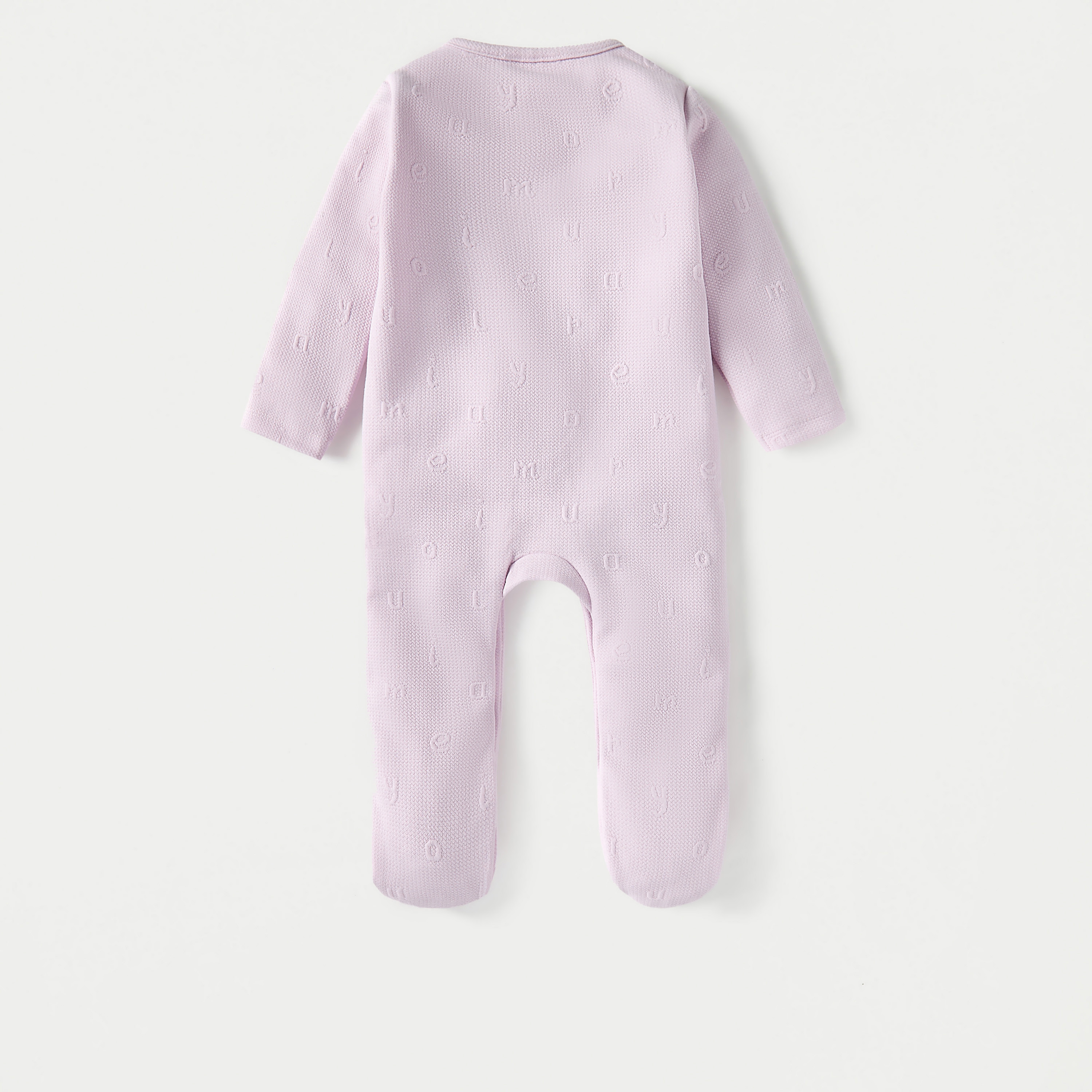 Juniors Alphabet Jacquard Textured Footed Sleepsuit with Long Sleeves-baby-girls-clothing-nightwear-sleepsuits-image-2