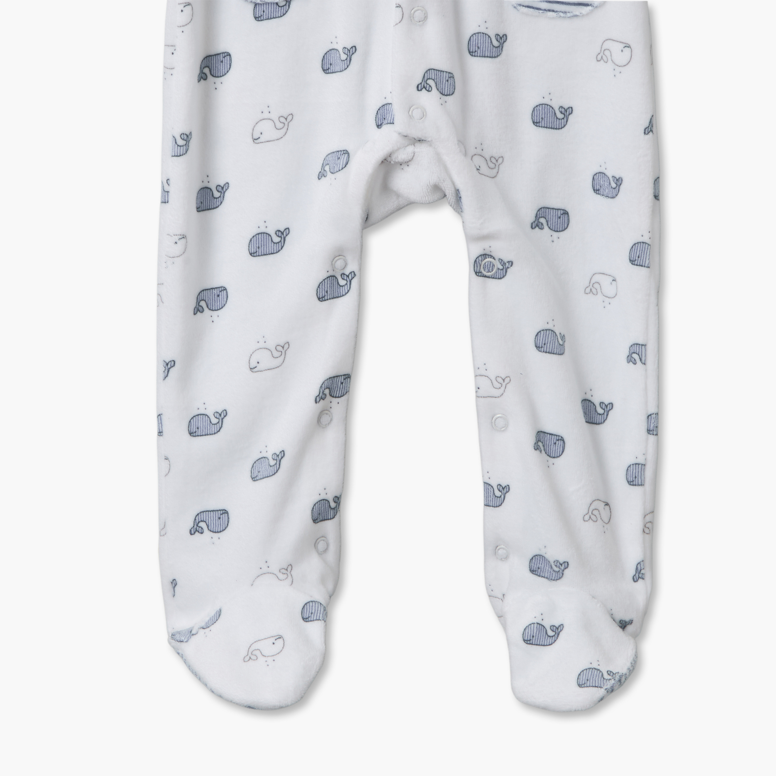 طقم بدلة نوم قطيفة بياقة ضيقة وأكمام طويلة وطبعات حوت من جونيورز - قطعتين-baby-boys-clothing-nightwear-sleepsuits-image-4