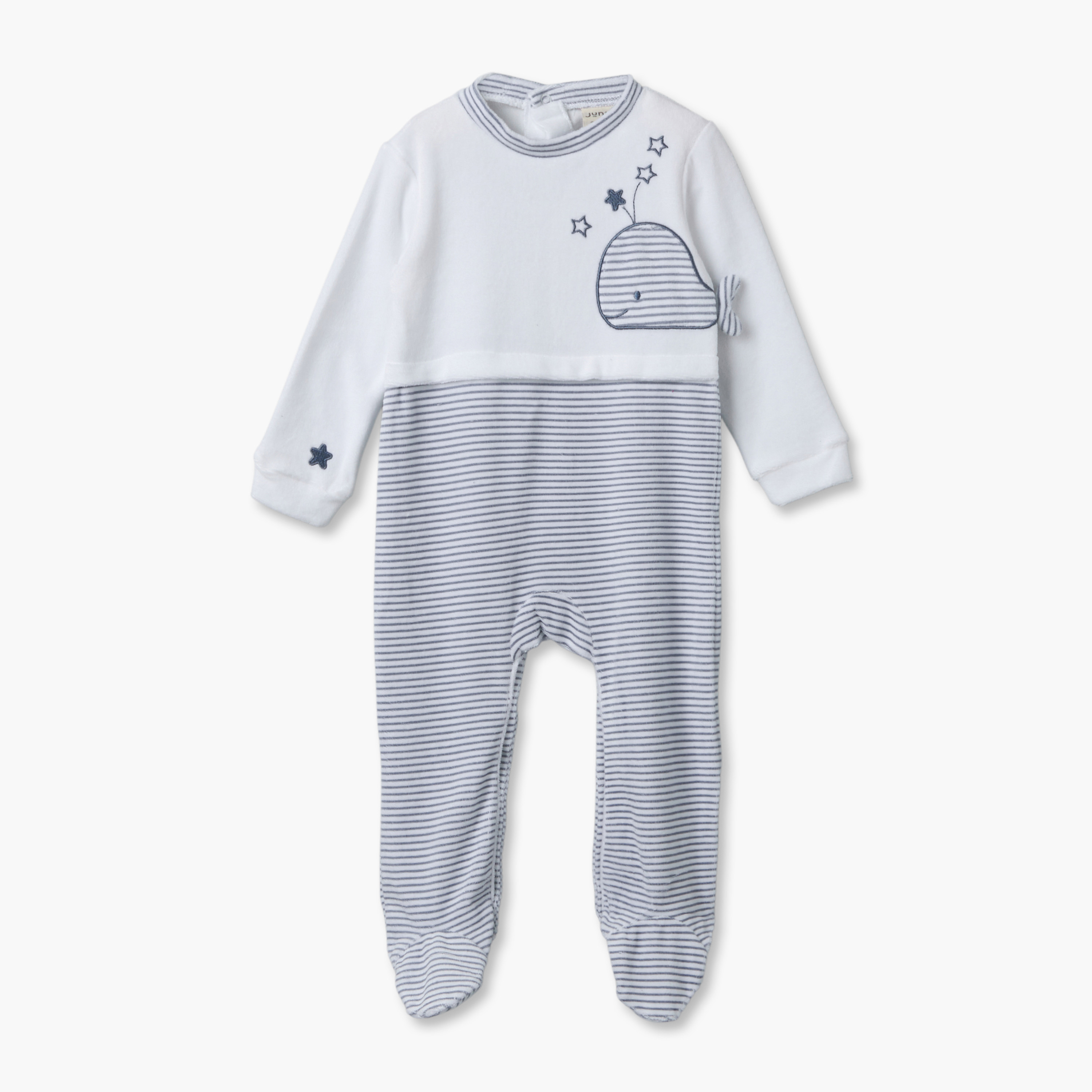 طقم بدلة نوم قطيفة بياقة ضيقة وأكمام طويلة وطبعات حوت من جونيورز - قطعتين-baby-boys-clothing-nightwear-sleepsuits-image-5