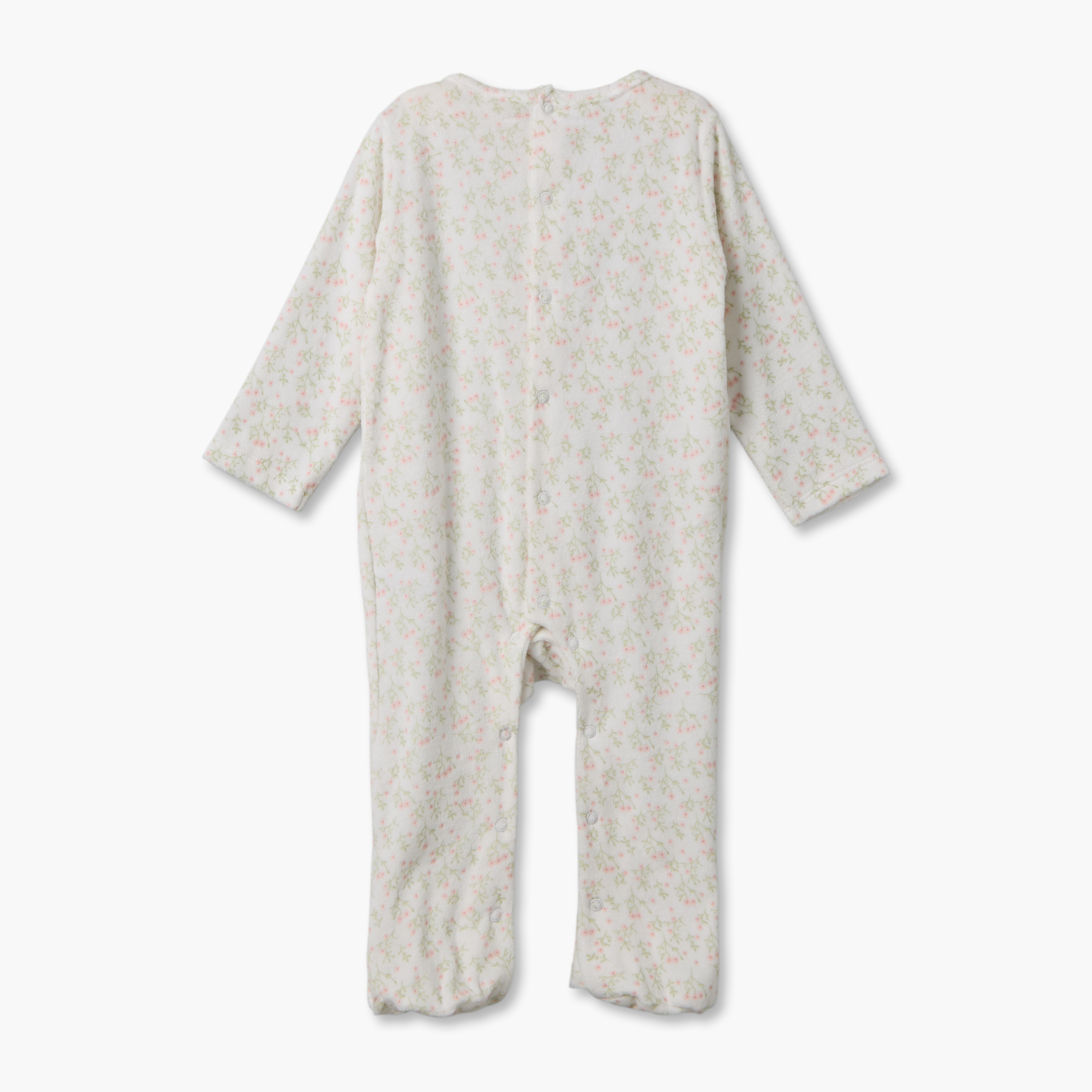 طقم بدلات نوم قطيفة بياقة ضيقة وأكمام طويلة بطبعات زهرية من جونيورز - قطعتين-baby-girls-clothing-nightwear-sleepsuits-image-2
