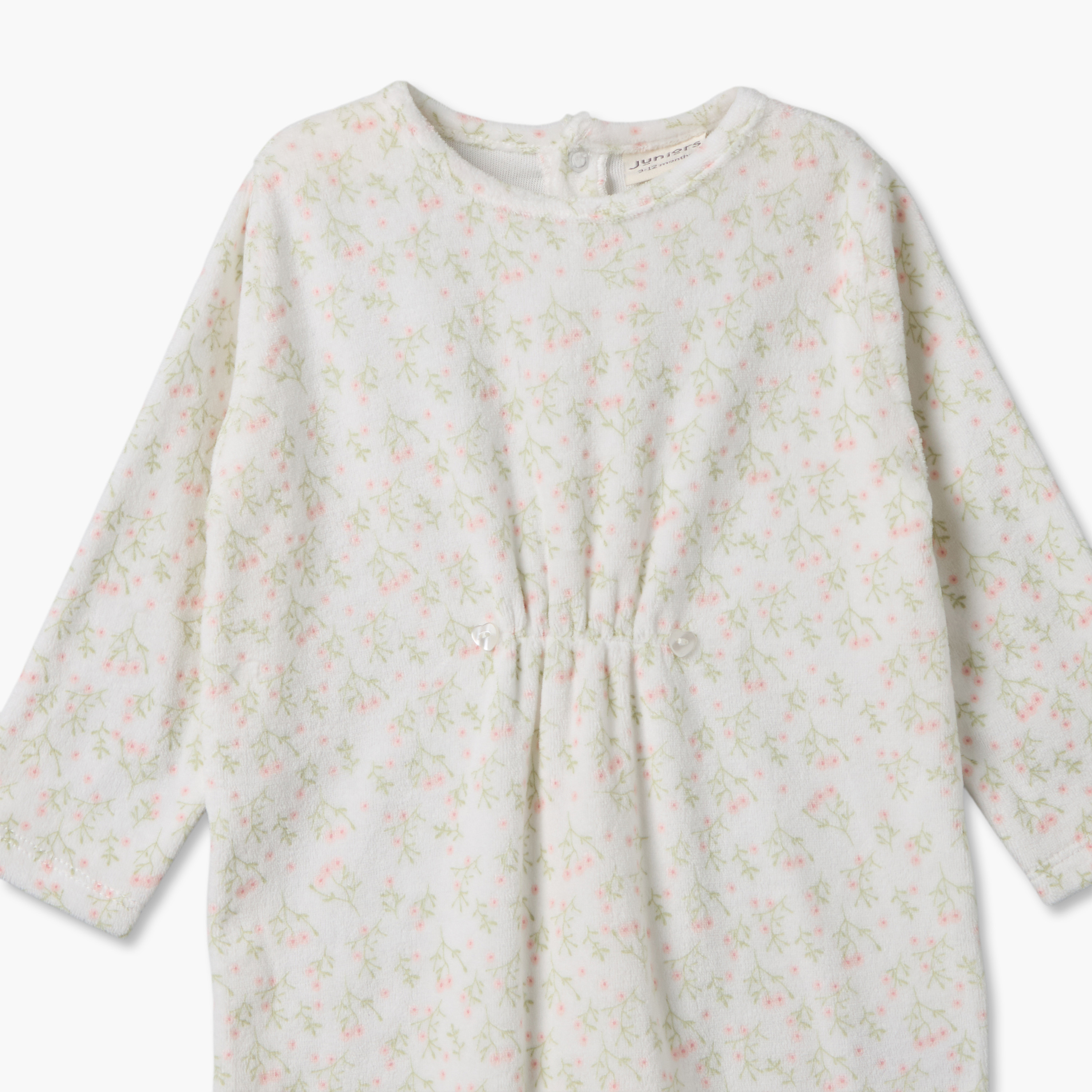 طقم بدلات نوم قطيفة بياقة ضيقة وأكمام طويلة بطبعات زهرية من جونيورز - قطعتين-baby-girls-clothing-nightwear-sleepsuits-image-3
