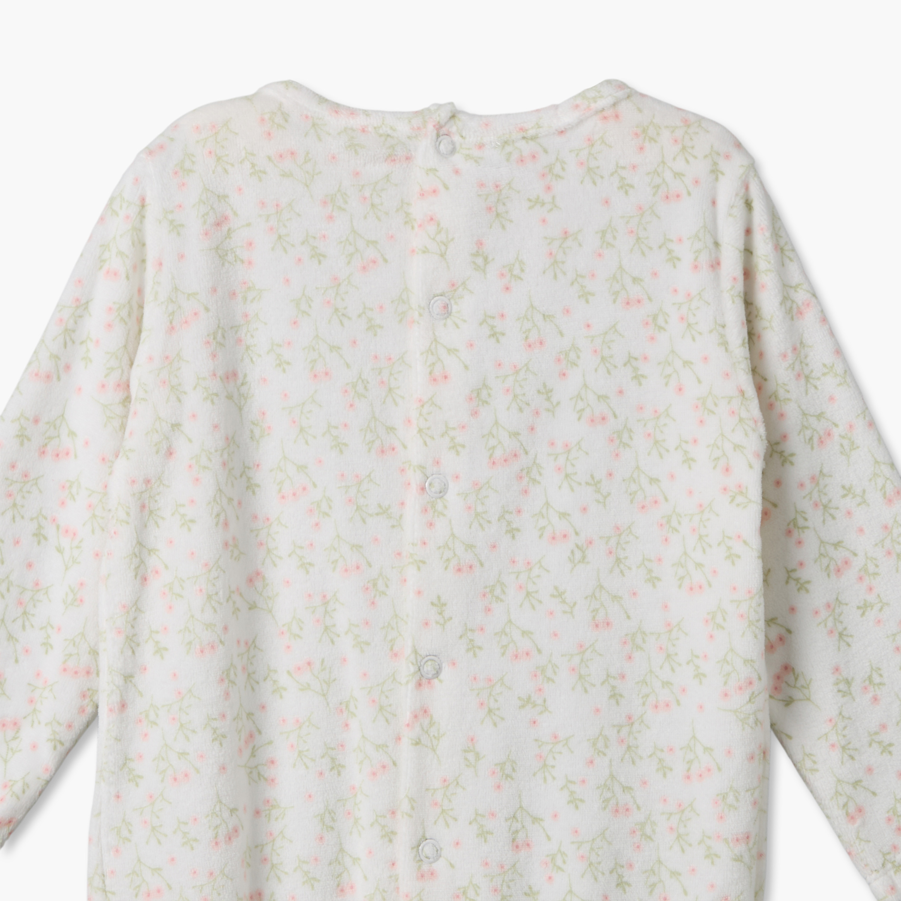 طقم بدلات نوم قطيفة بياقة ضيقة وأكمام طويلة بطبعات زهرية من جونيورز - قطعتين-baby-girls-clothing-nightwear-sleepsuits-image-4
