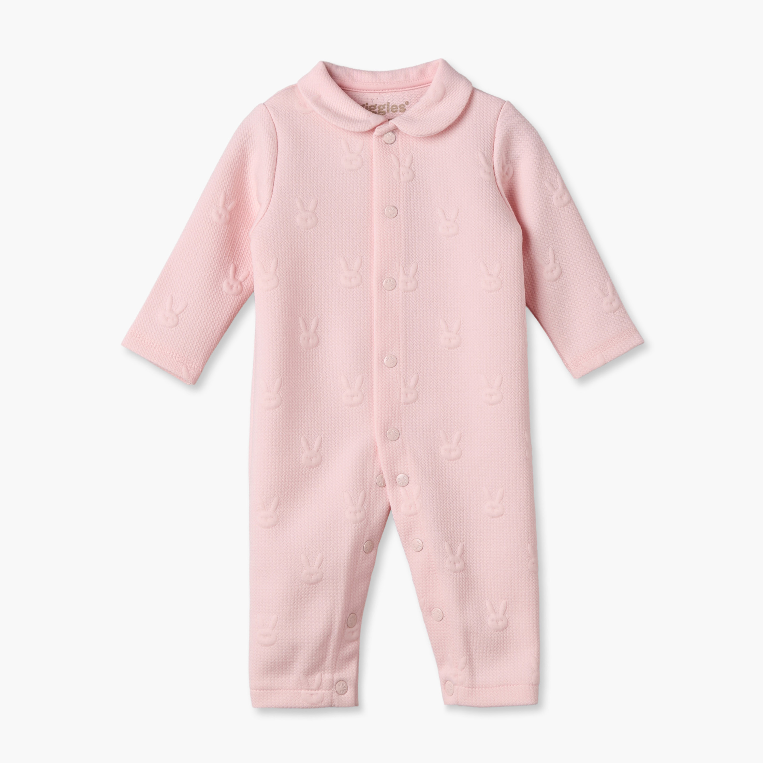 Giggles Collared Long Sleeves Sleepsuit with Snap Button Closure-baby-girls-clothing-nightwear-sleepsuits-image-2