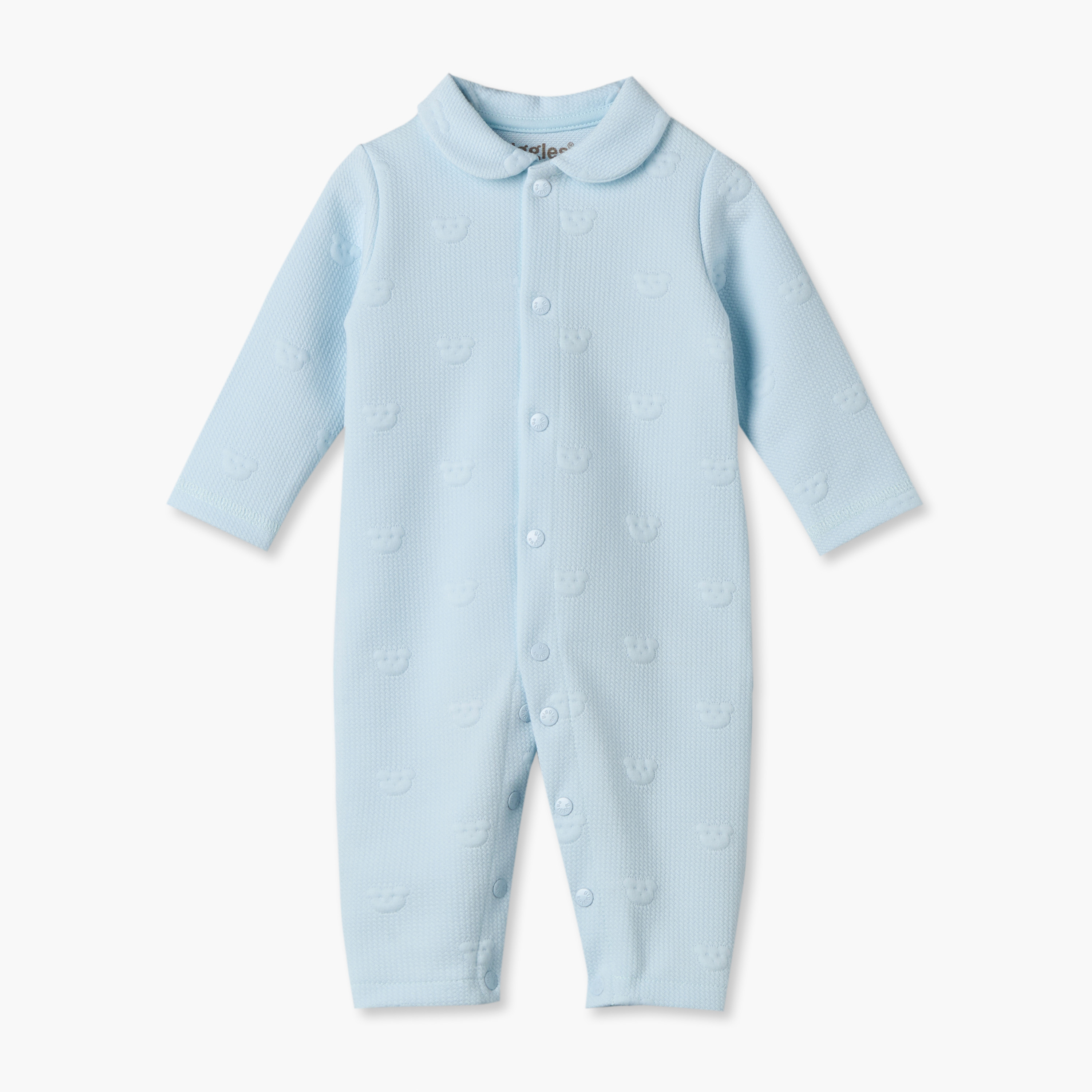 بدلة نوم بياقة عادية وأكمام طويلة وأزرار إغلاق كبس من جيجلز-baby-boys-clothing-nightwear-sleepsuits-image-1