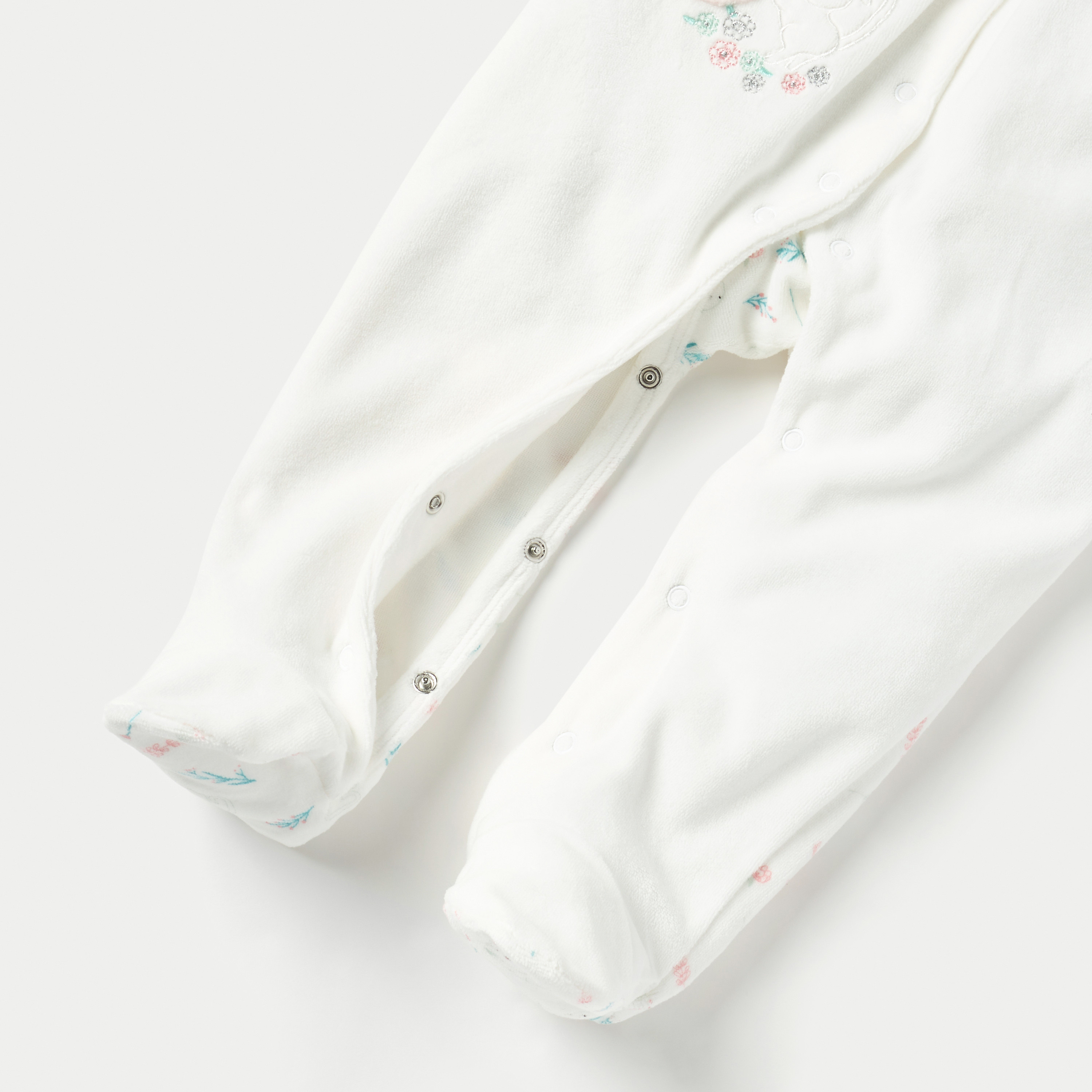 Juniors Printed Velour Closed Feet Sleepsuit with Cap-bsclothing-babygirls-nightwear-sleepsuits-image-5