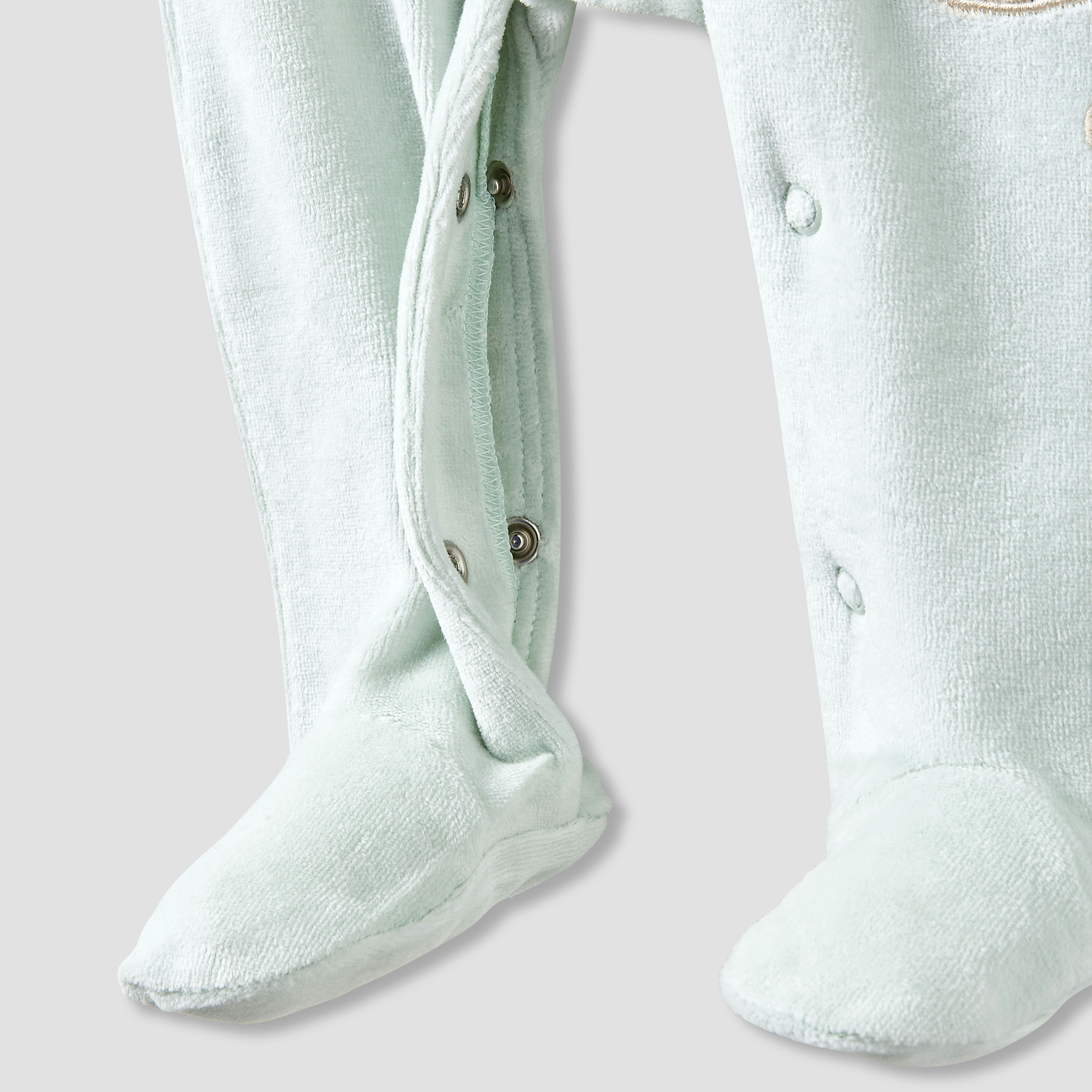 بدلة نوم قطيفة بياقة وأكمام طويلة وقبعة بيني من جونيورز-baby-boys-clothing-winterwear-sleepsuits-image-2