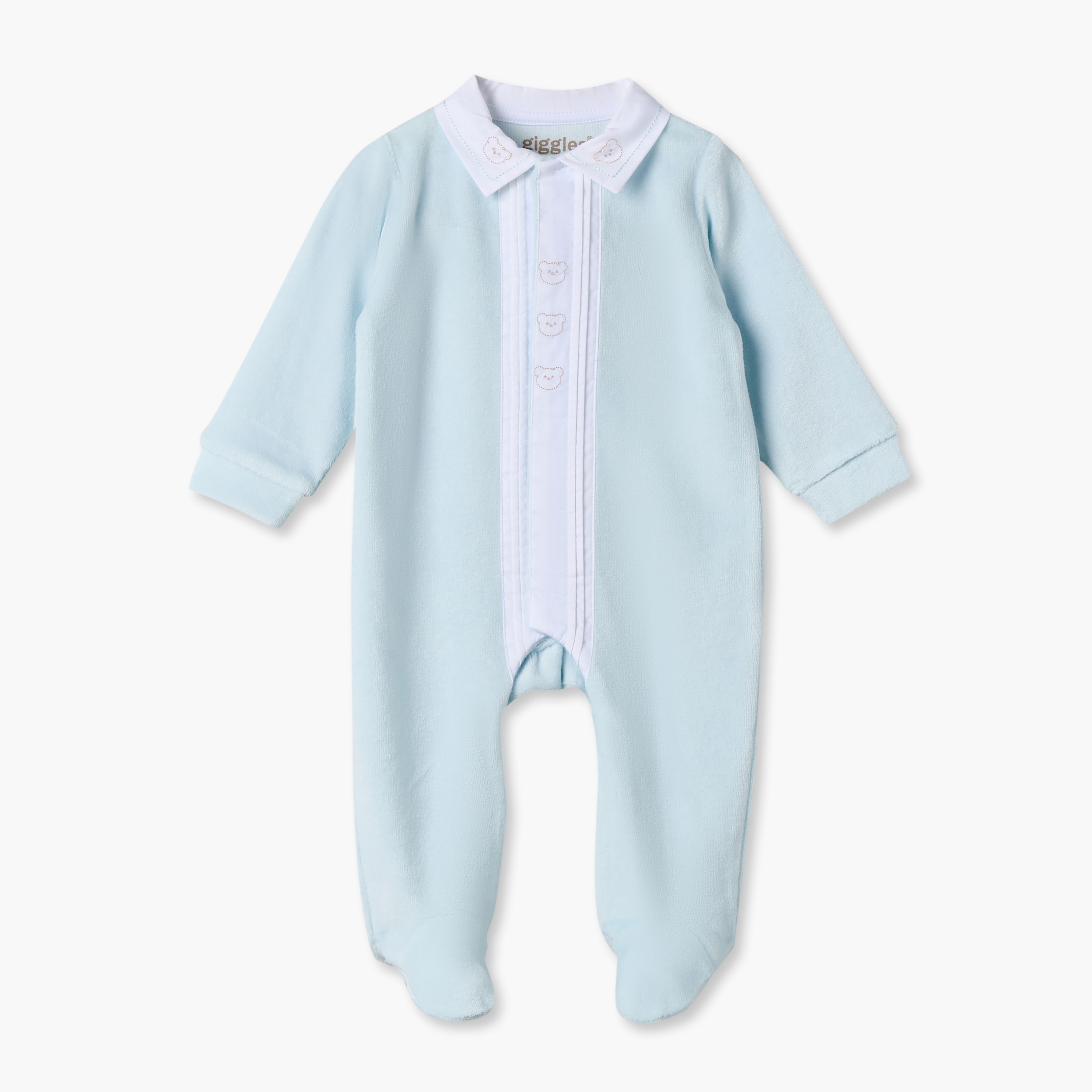 Giggles Collared Long Sleeves Sleepsuit with Snap Button Closure-baby-boys-clothing-nightwear-sleepsuits-image-1