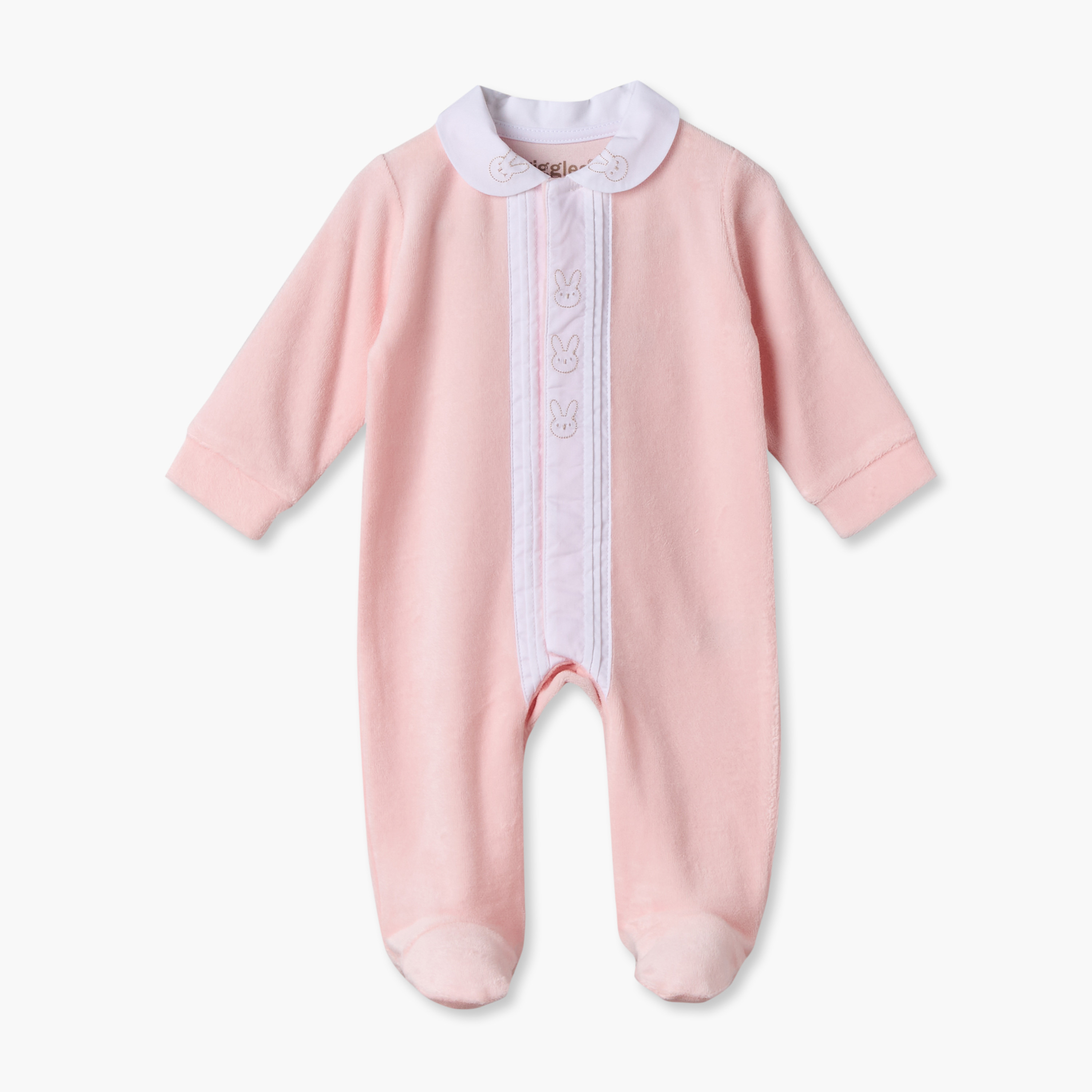 Giggles Collared Long Sleeves Sleepsuit with Snap Button Closure-baby-girls-clothing-nightwear-sleepsuits-image-2