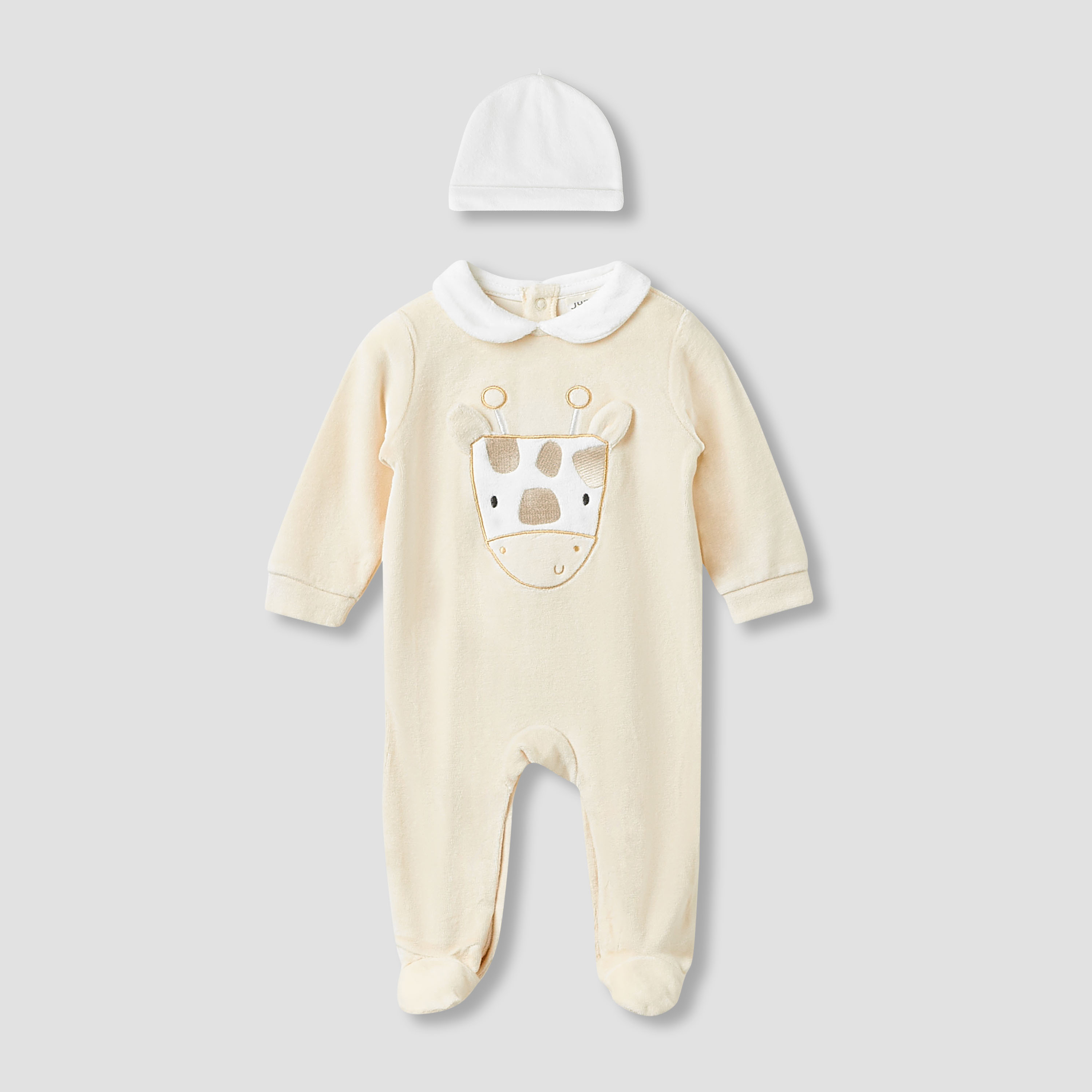 Juniors Collared Sleepsuit with Beanie - Velour - Long Sleeves-baby-boys-clothing-winterwear-sleepsuits-image-1