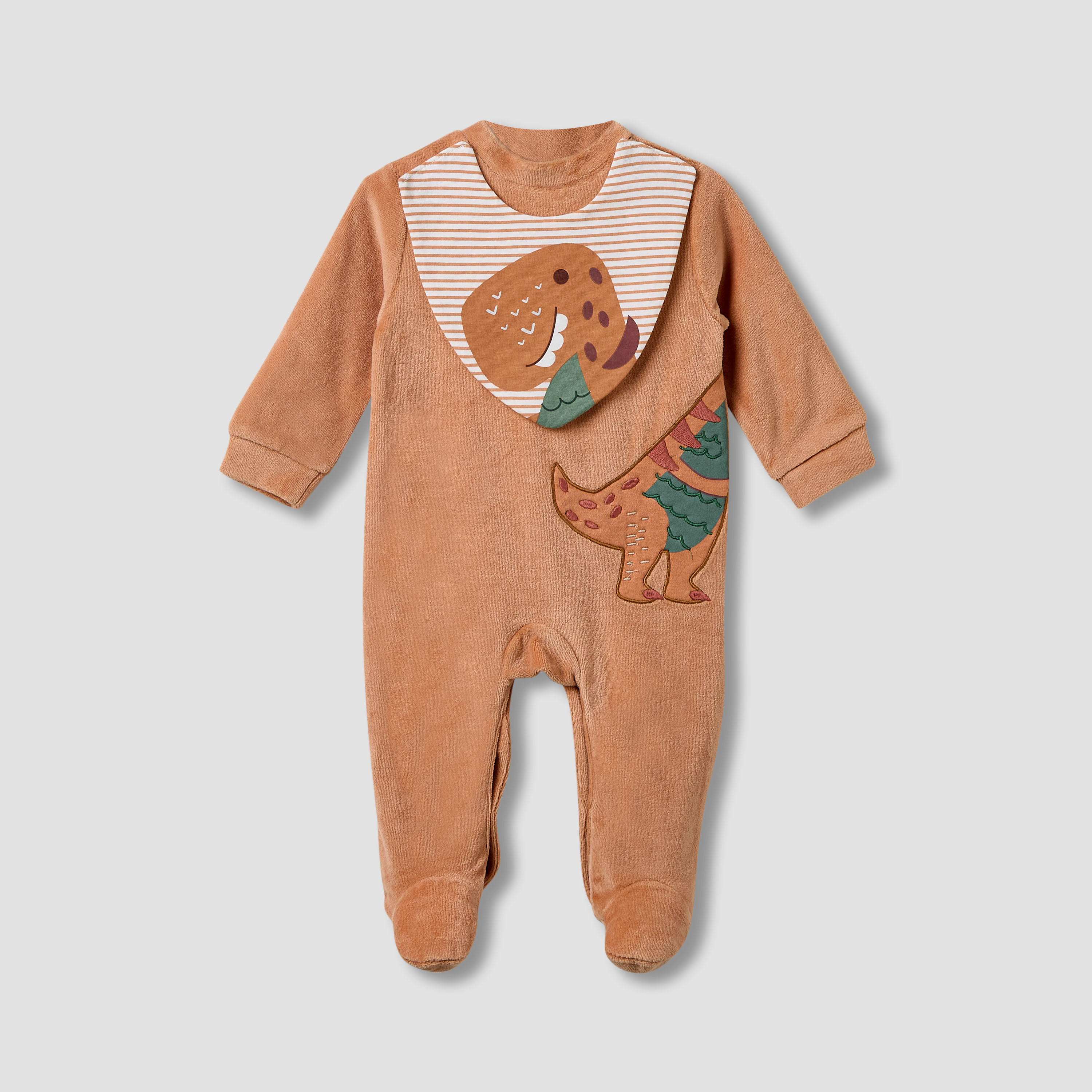Juniors Collared Sleepsuit with Closed Feet - Velour - Long Sleeves-baby-boys-clothing-winterwear-sleepsuits-image-1