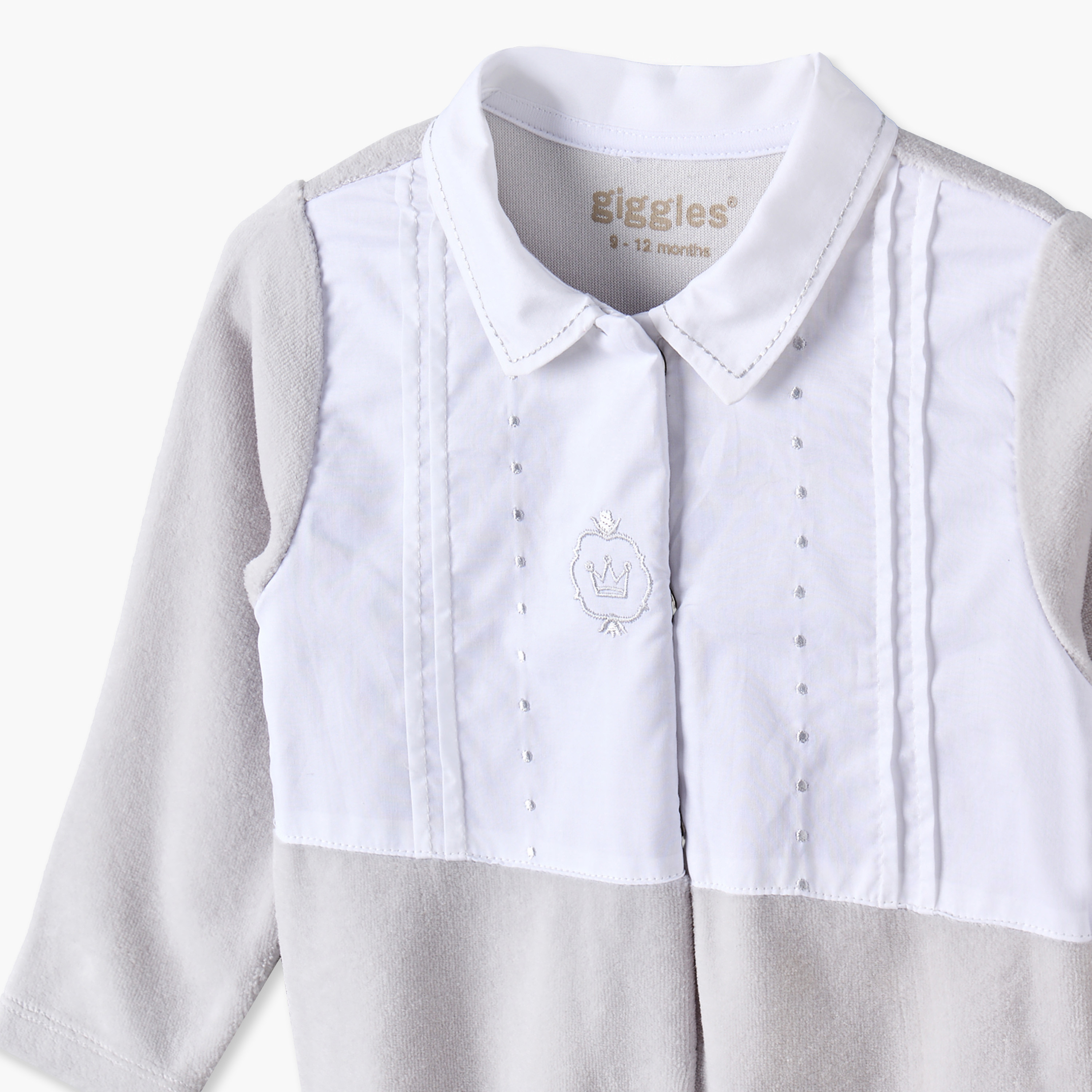بدلة نوم مخملية مطرزة بياقة وأكمام طويلة من جونيورز-baby-boys-clothing-nightwear-sleepsuits-image-3