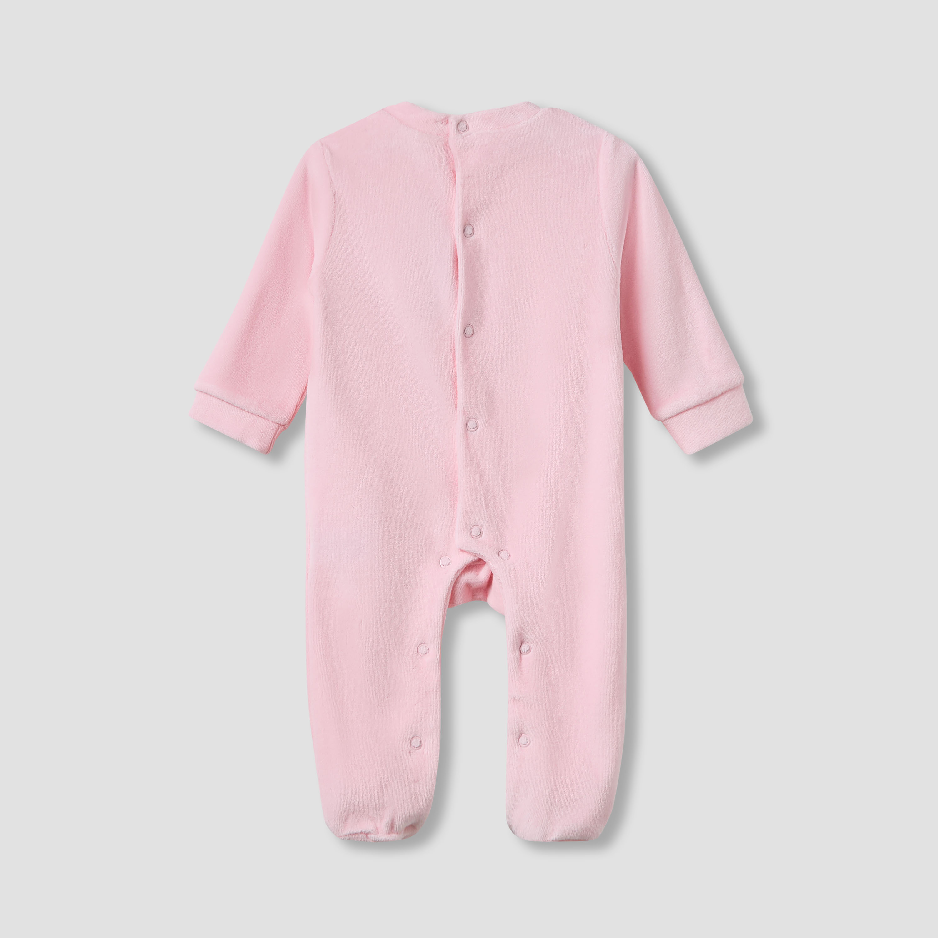 Juniors Round Neck Sleepsuit with Closed Feet - Velour - Long Sleeves-baby-girls-clothing-nightwear-sleepsuits-image-2