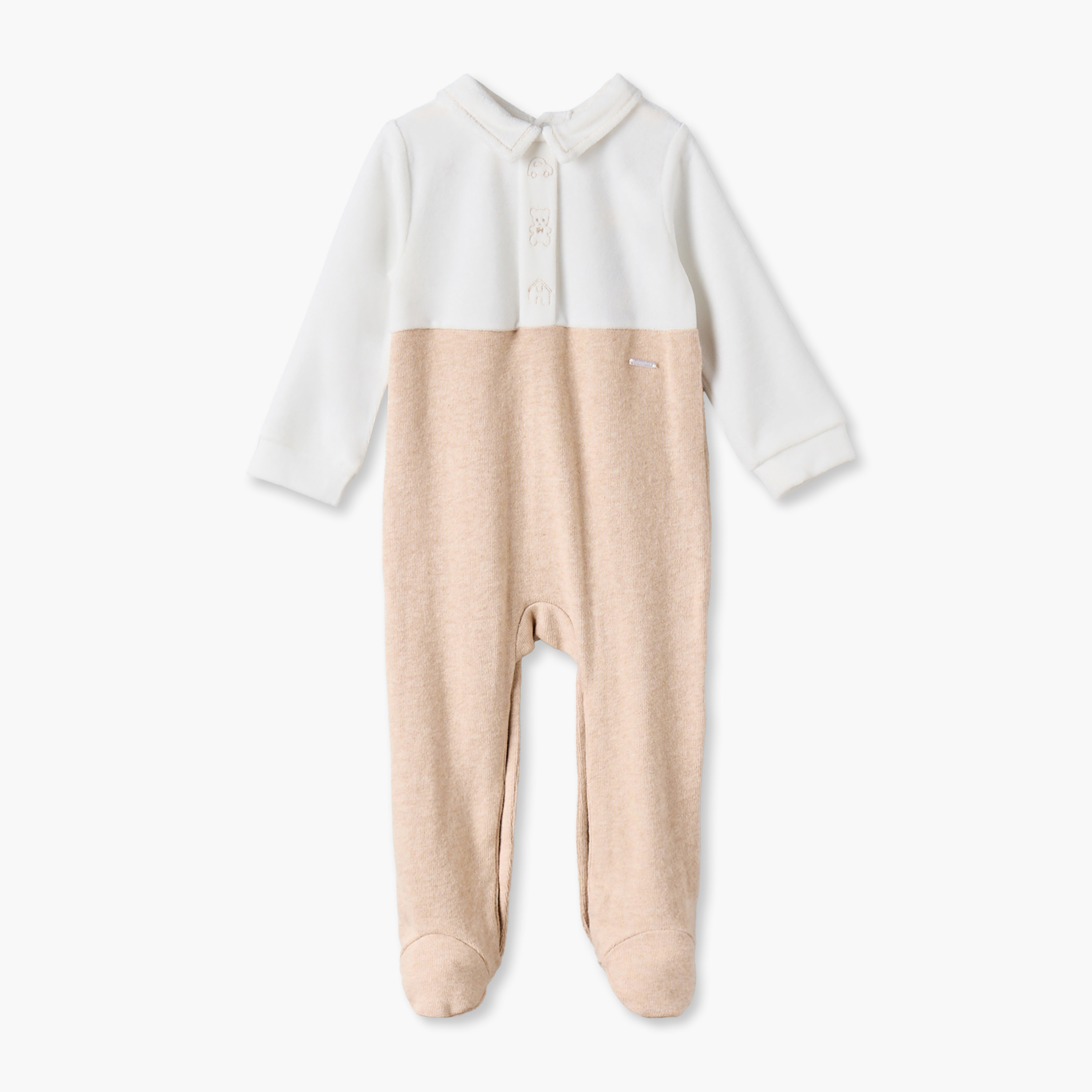 بدلة نوم قطيفة مطرزة بياقة وأكمام طويلة من جونيورز-baby-boys-clothing-nightwear-sleepsuits-image-1