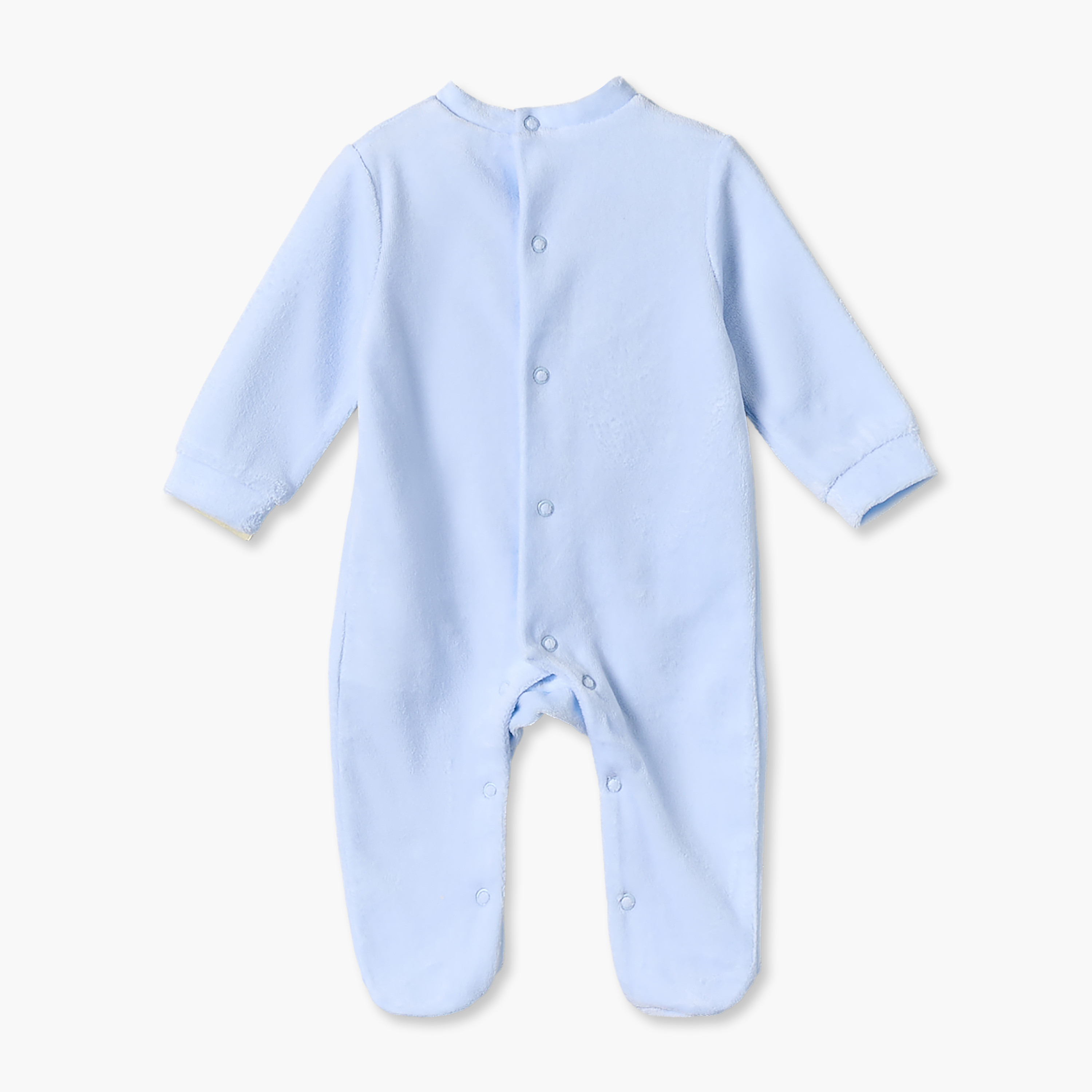بدلة نوم فيلور بياقة ضيقة وأكمام طويلة مع كاب بزينة دب من جونيورز-baby-boys-clothing-nightwear-sleepsuits-image-3