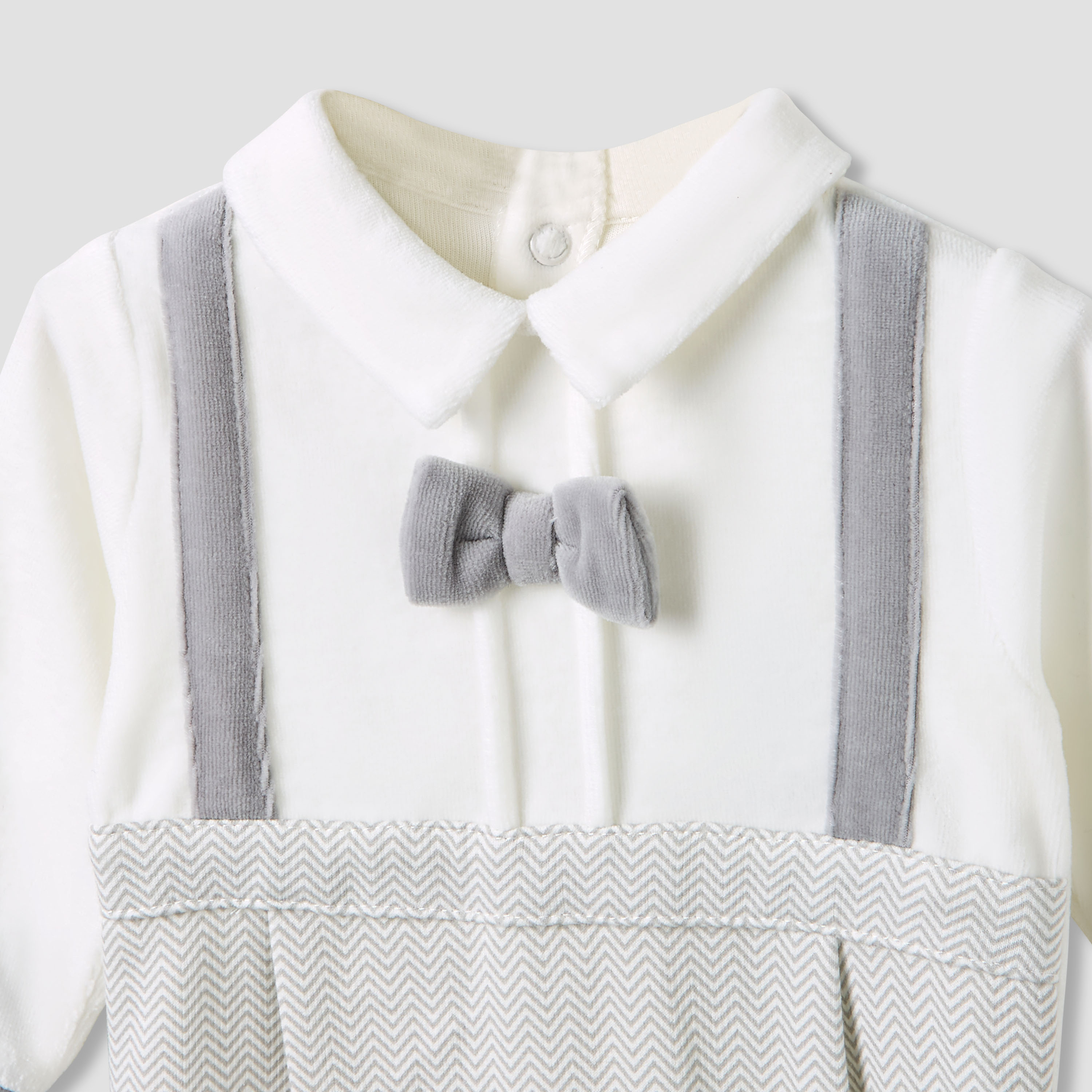 Giggles Collared Sleepsuit with Closed Feet - Velour - Long Sleeves-baby-boys-clothing-winterwear-sleepsuits-image-3