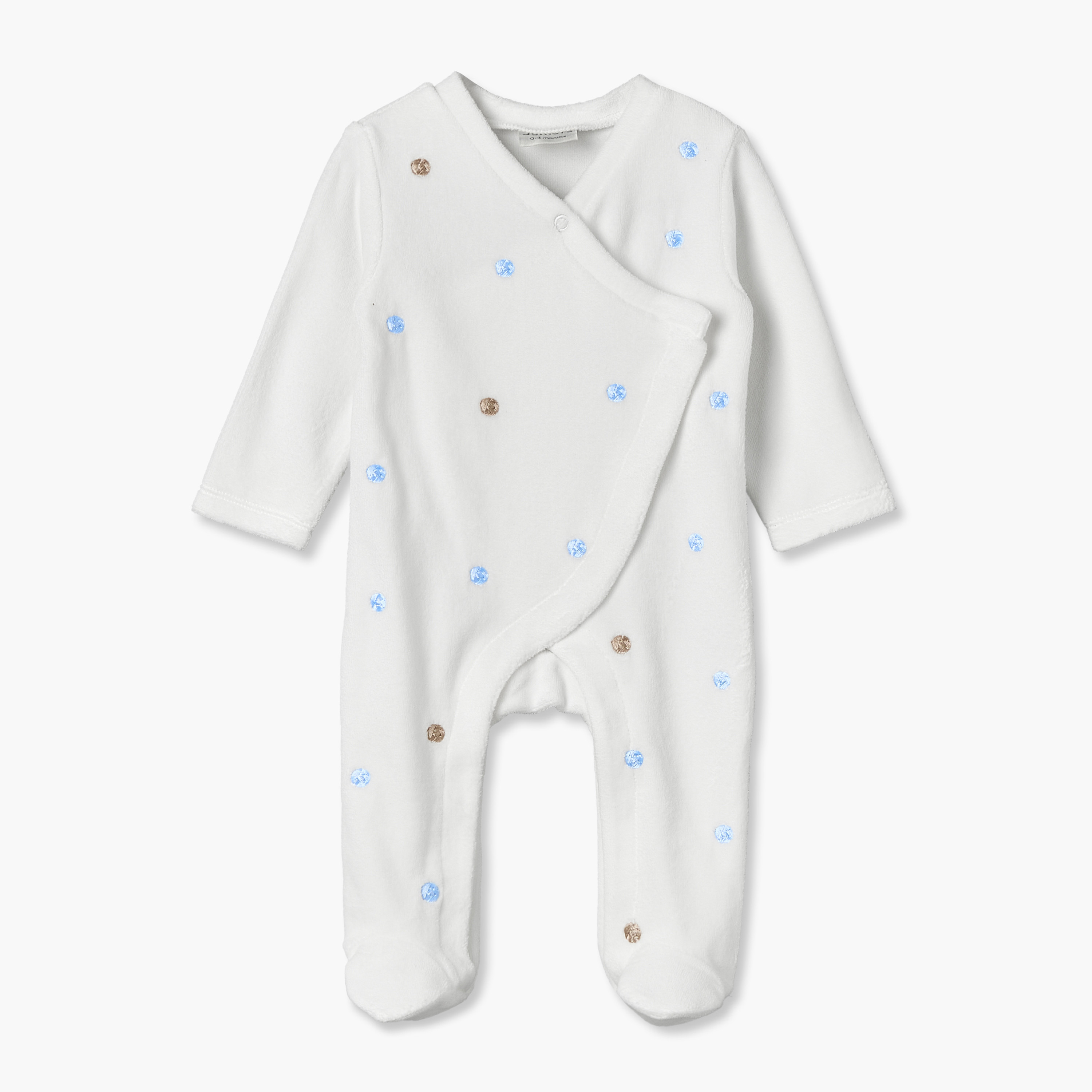 طقم بدلة نوم بقبعة قطيفة بياقة على شكل V وأكمام طويلة وتطريز من جونيورز-baby-boys-clothing-nightwear-sleepsuits-image-2