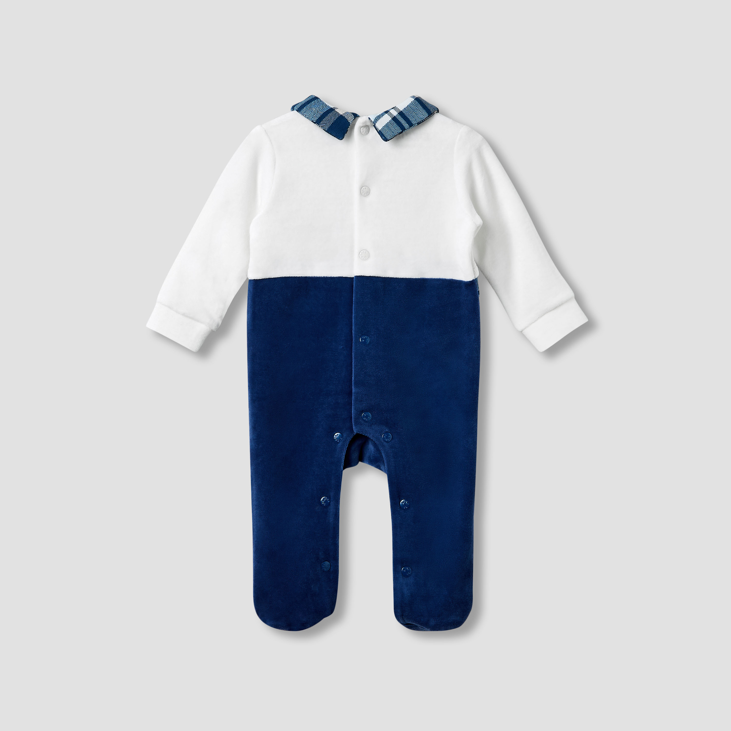 Giggles Collared Sleepsuit with Closed Feet - Velour - Long Sleeves-baby-boys-clothing-winterwear-sleepsuits-image-2