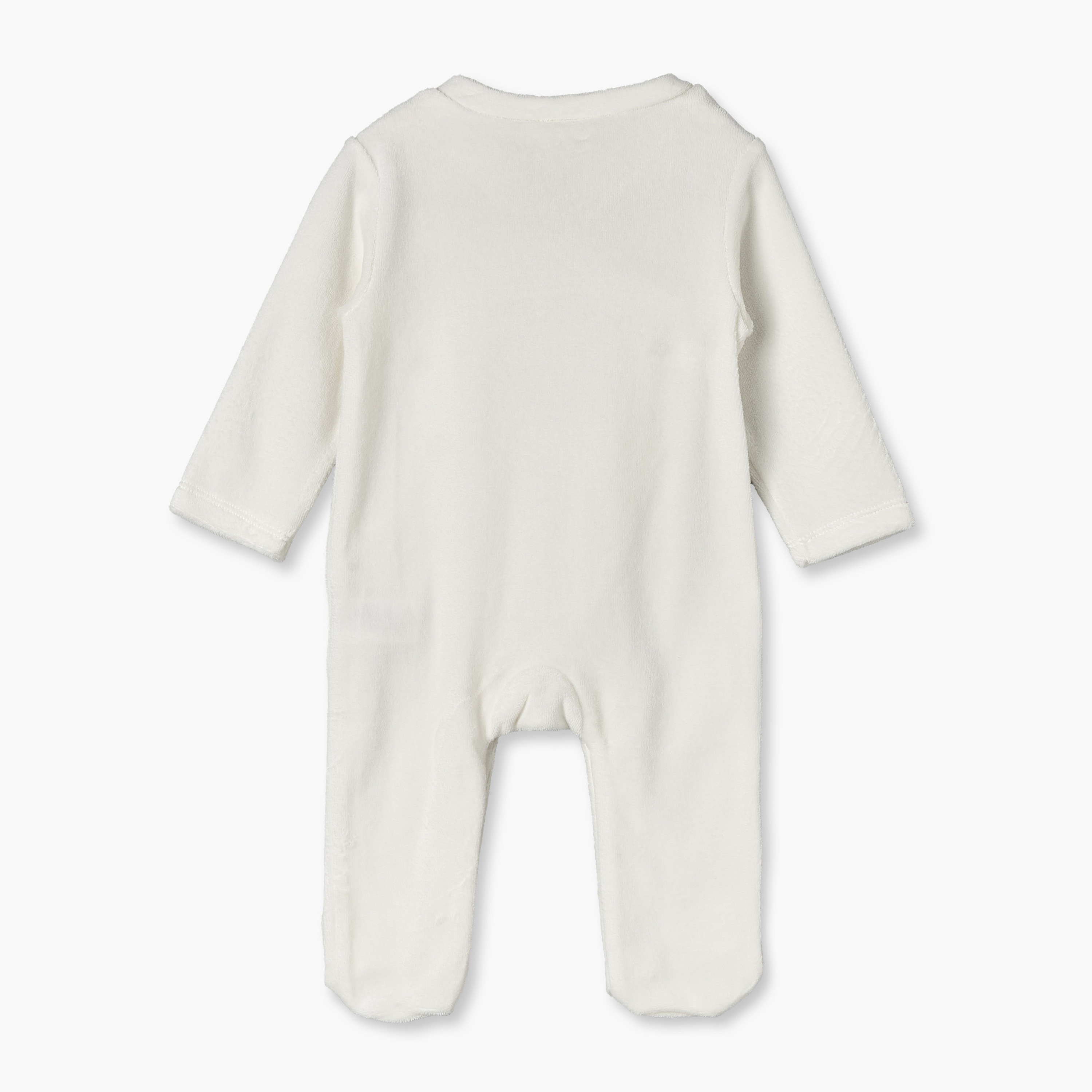 بدلة نوم فيلور بياقة V وأكمام طويلة وتطريزات مع كاب من جونيورز-baby-girls-clothing-nightwear-sleepsuits-image-3