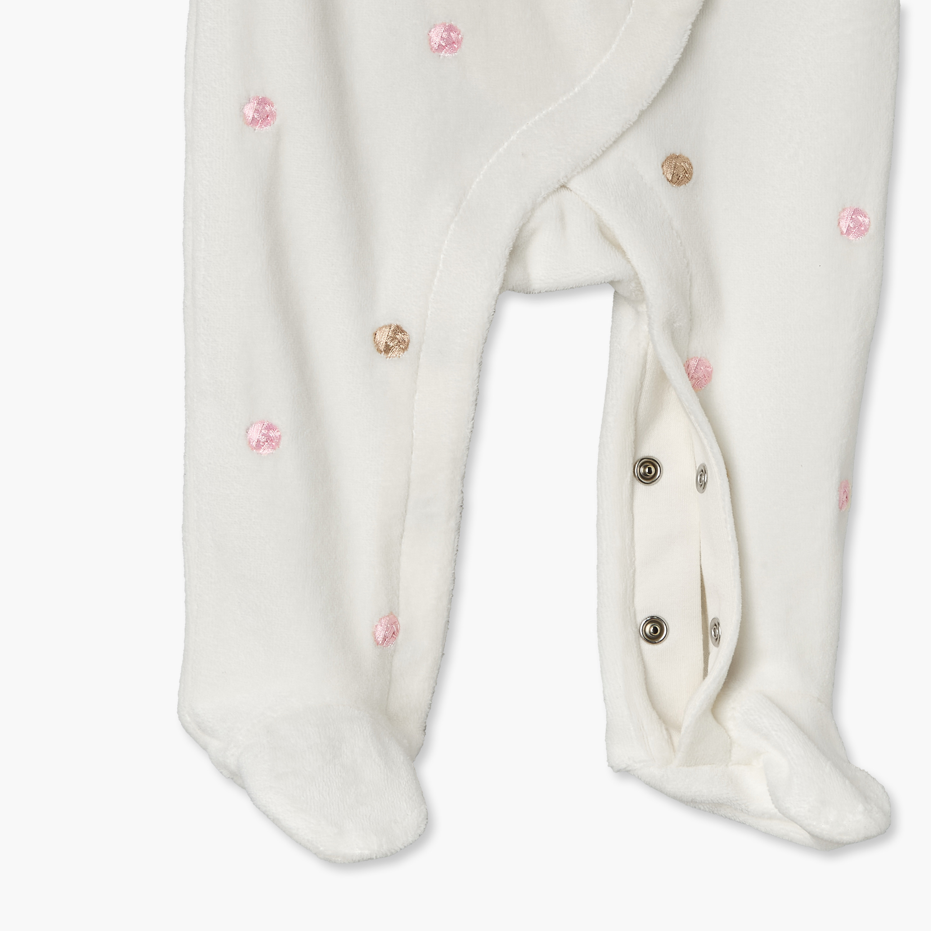 بدلة نوم فيلور بياقة V وأكمام طويلة وتطريزات مع كاب من جونيورز-baby-girls-clothing-nightwear-sleepsuits-image-6