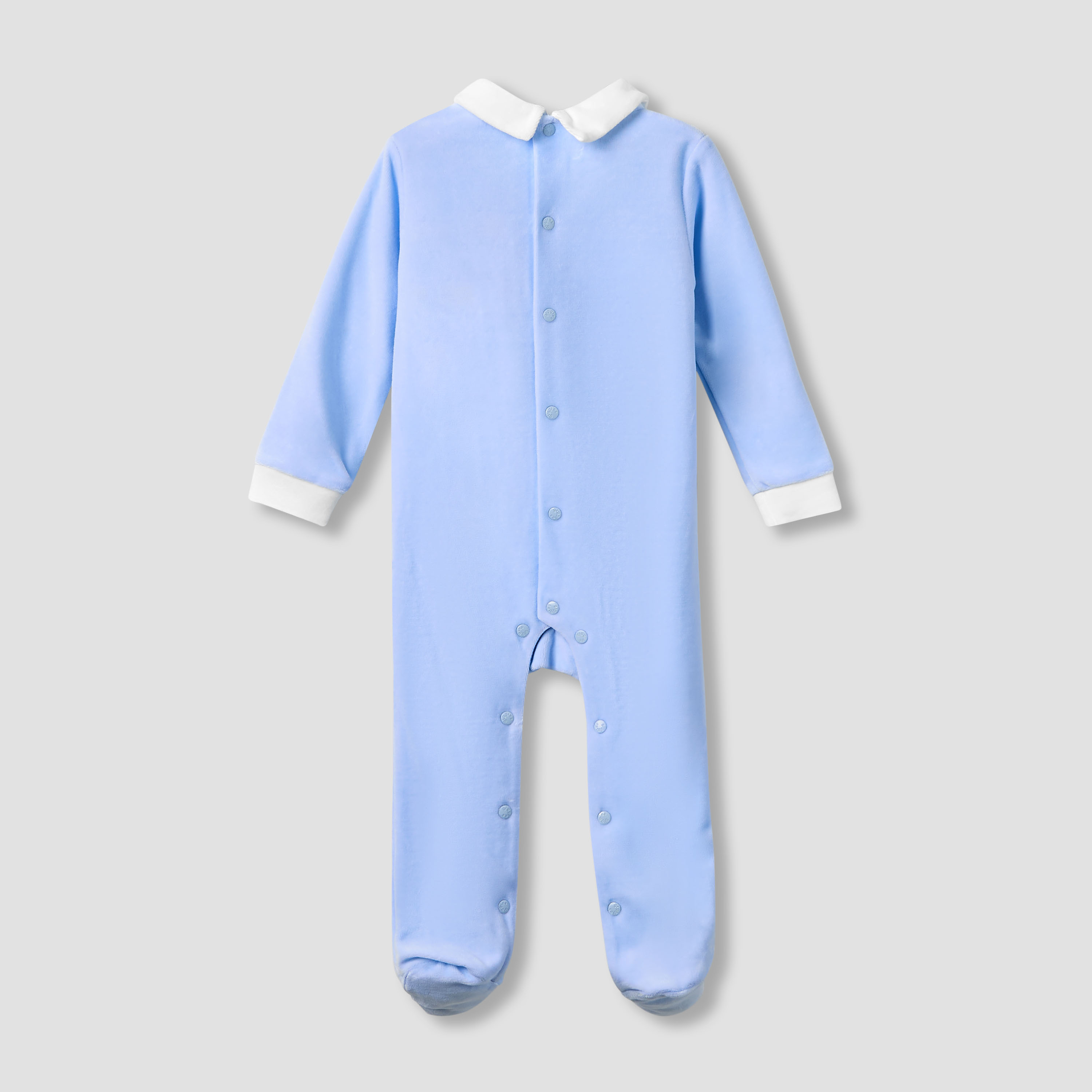 Giggles Collared Sleepsuit with Long Sleeves - Velour - Long Sleeves-baby-boys-clothing-nightwear-sleepsuits-image-2