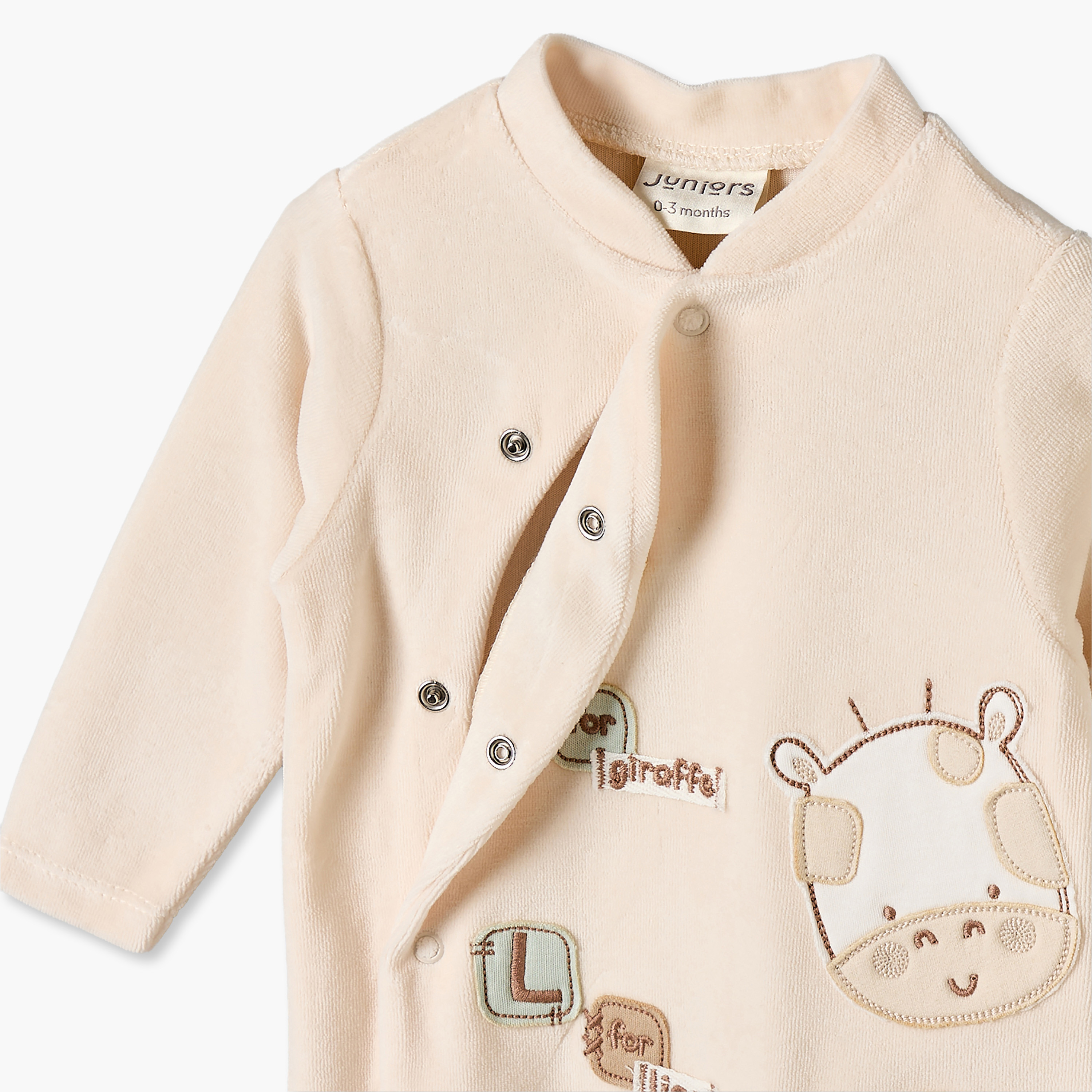Juniors Velour Crew Neck Long Sleeves Sleepsuit and Cap with Safari Applique-baby-boys-clothing-nightwear-sleepsuits-image-5