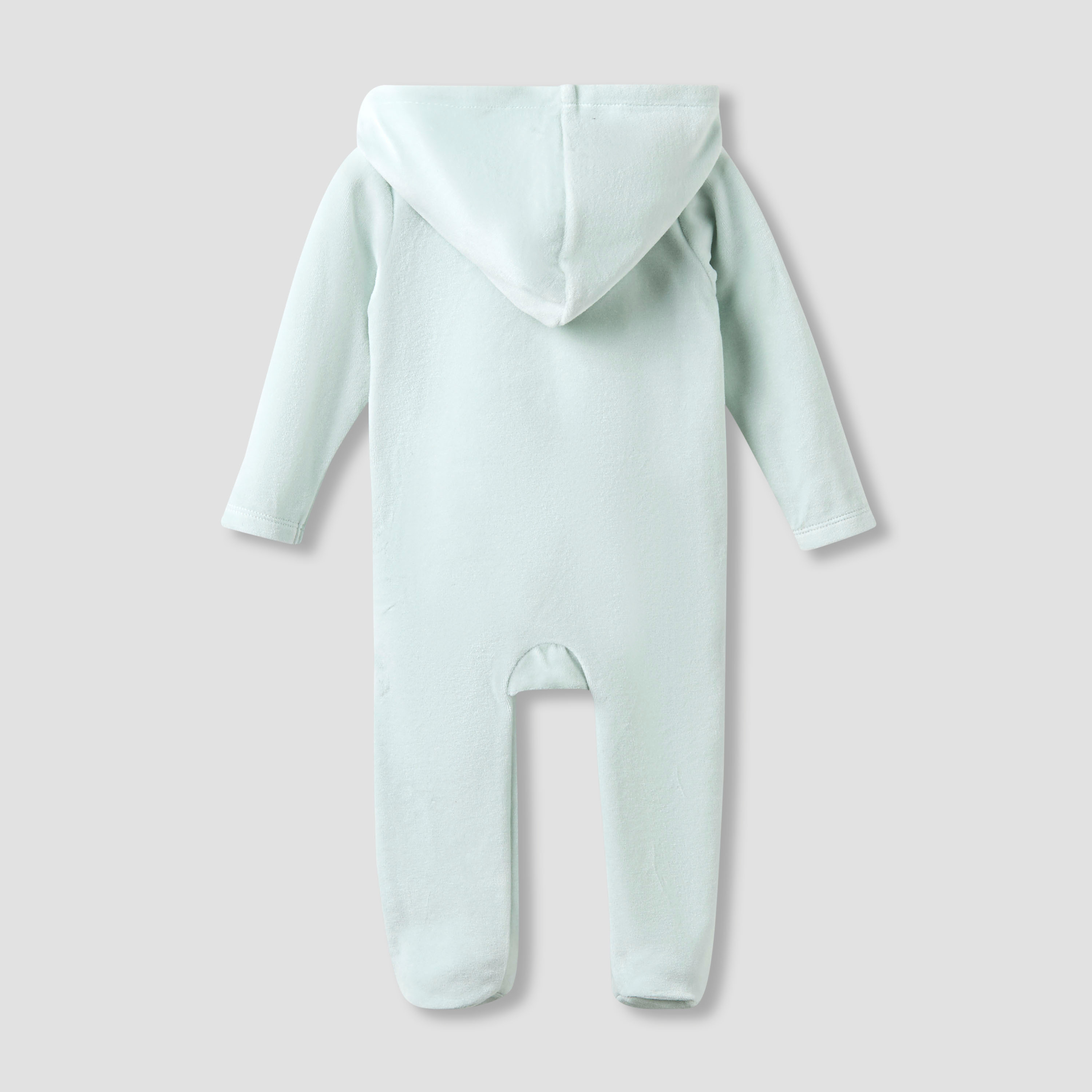 Juniors Hooded Closed Foot Sleepsuit with Sheep Applique - Velour - Long Sleeves-baby-girls-clothing-nightwear-sleepsuits-image-2