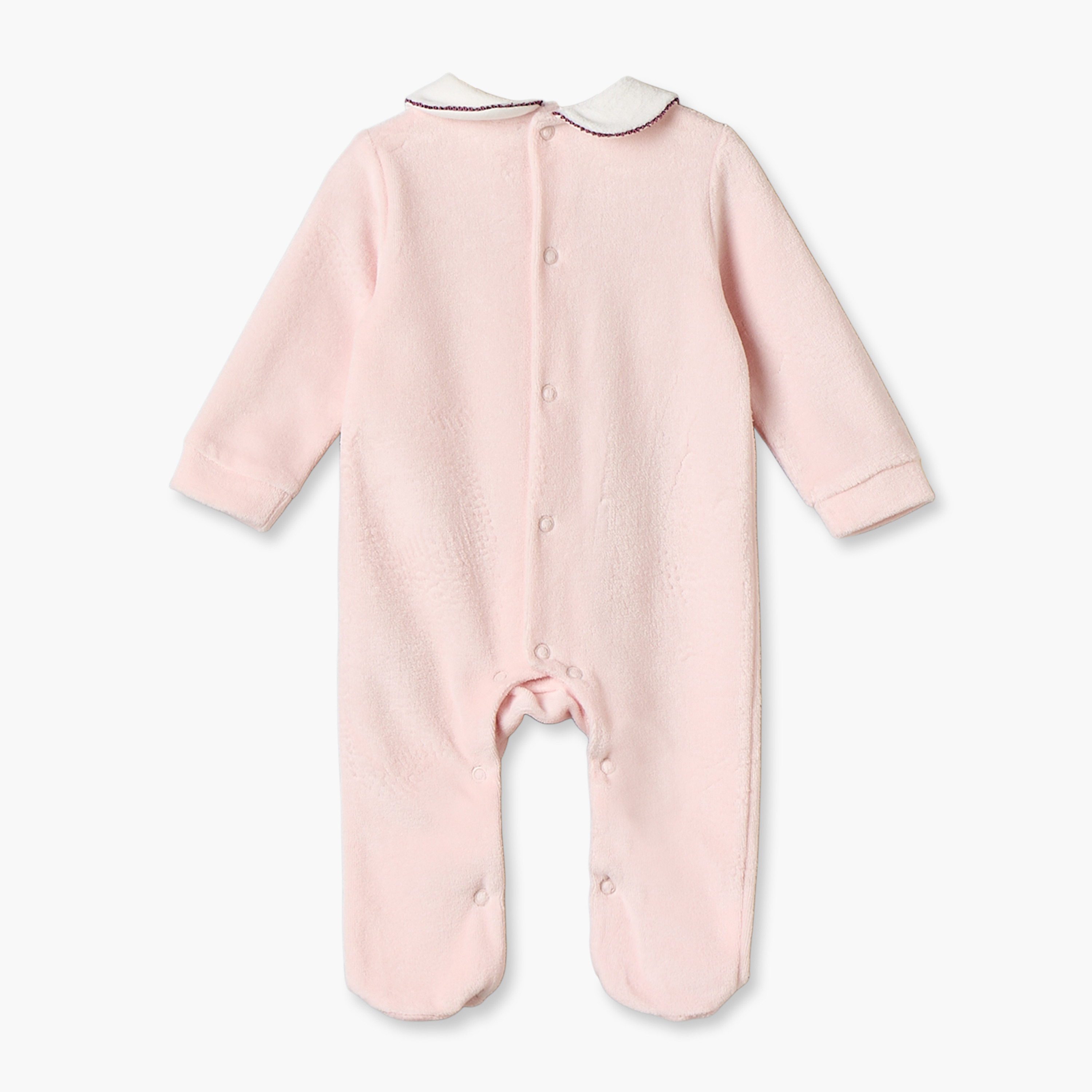 بدلة نوم قطيفة بأكمام طويلة وتطريزات فيونكة مع قبعة من جونيورز-baby-girls-clothing-nightwear-sleepsuits-image-4