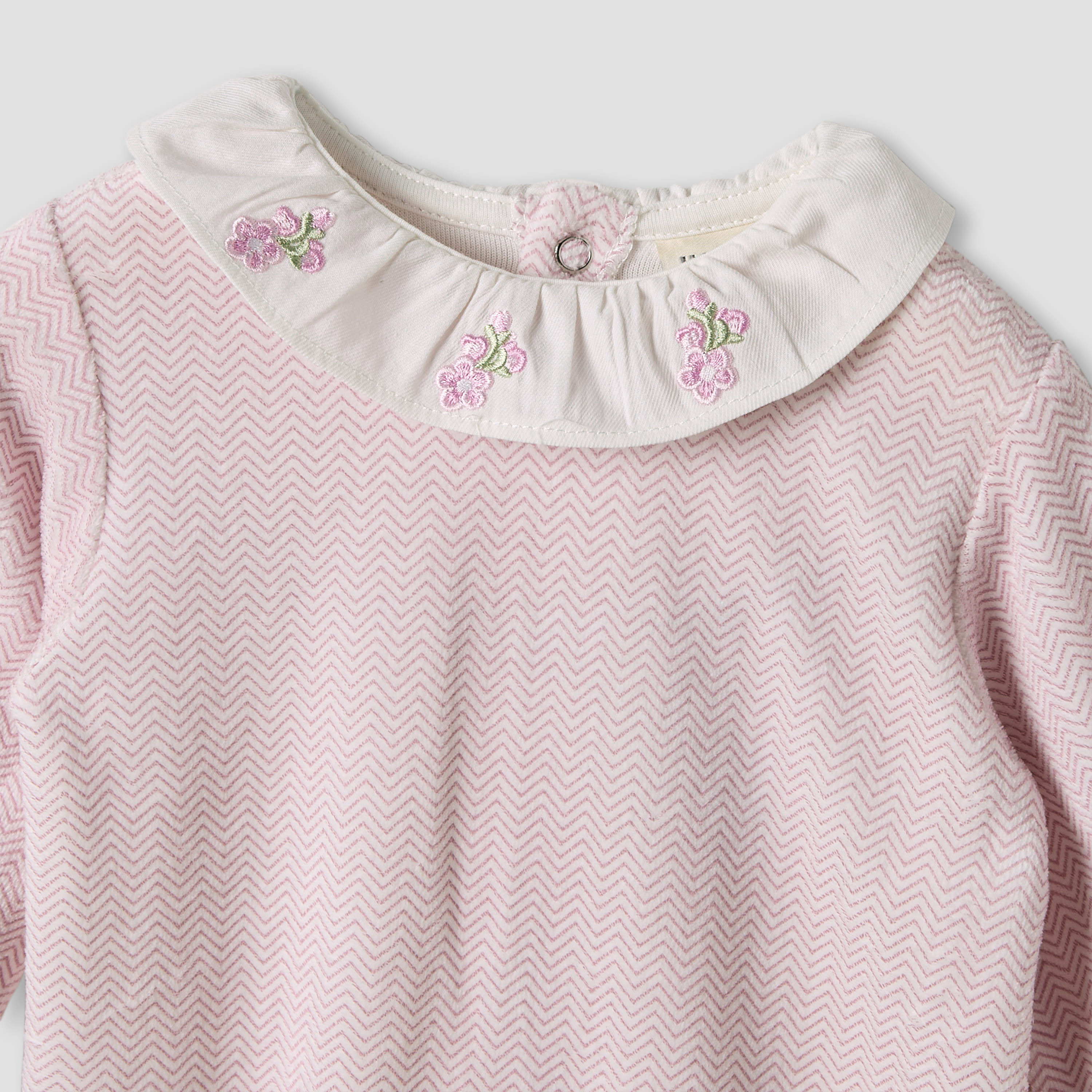 بدلات نوم مطرزة بياقة ضيقة وأكمام طويلة من جونيورز - طقم من قطعتين-baby-girls-clothing-nightwear-sleepsuits-image-4