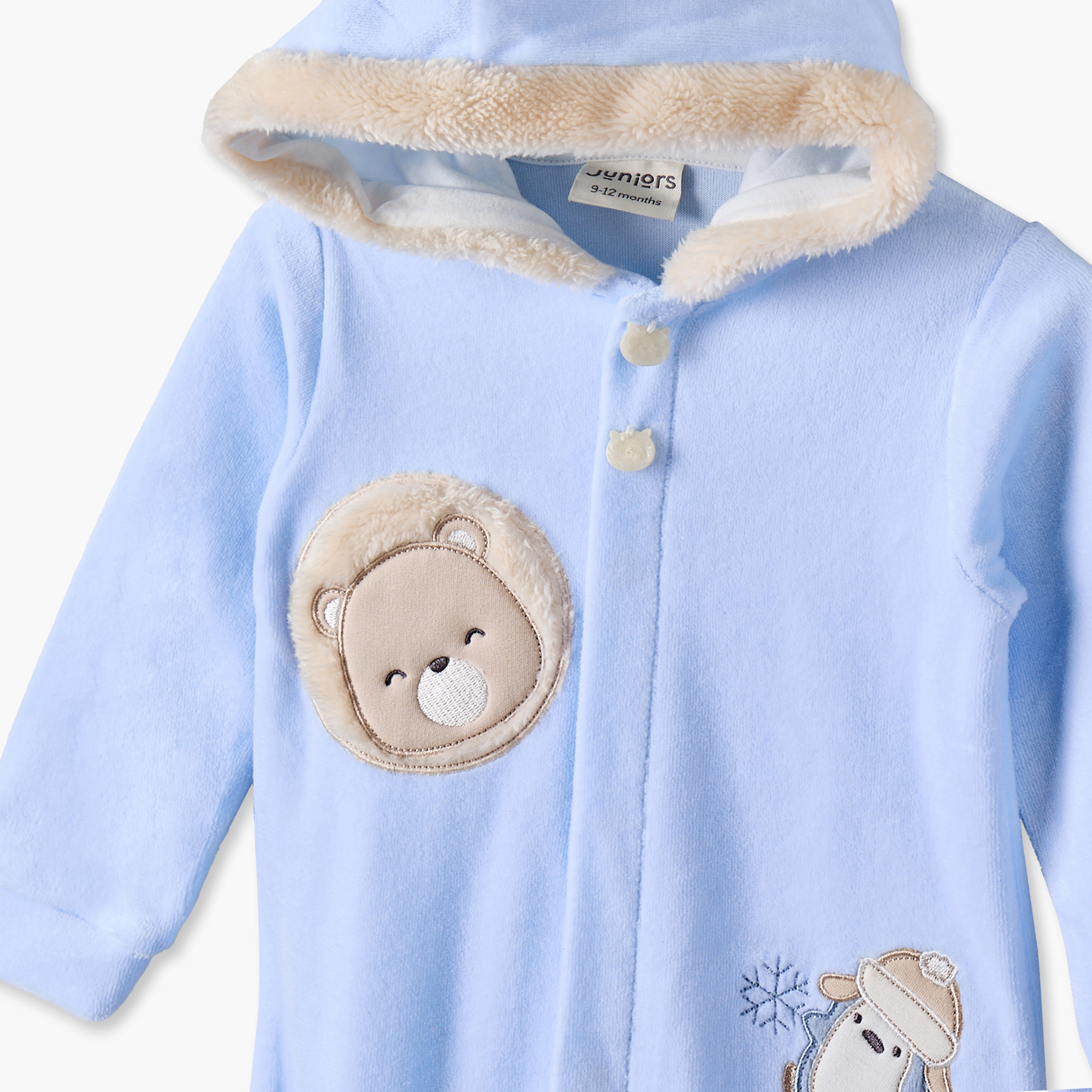 بدلة نوم بقبعة وأكمام طويلة وأزرار إغلاق كباسة من جونيورز-baby-boys-clothing-nightwear-sleepsuits-image-3