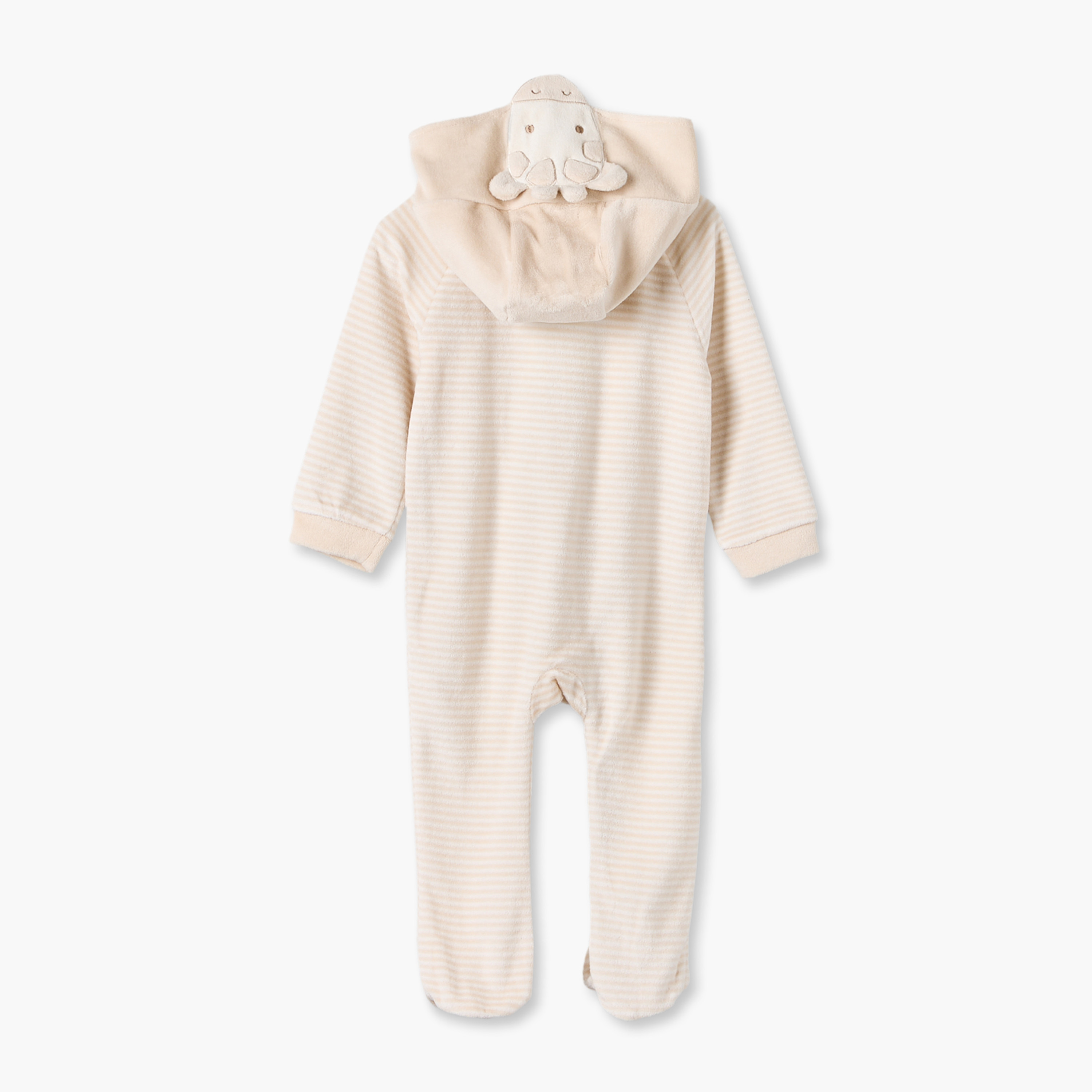 Juniors Hooded Neck Long Sleeves Sleepsuit with Zip Closure-baby-boys-clothing-nightwear-sleepsuits-image-2