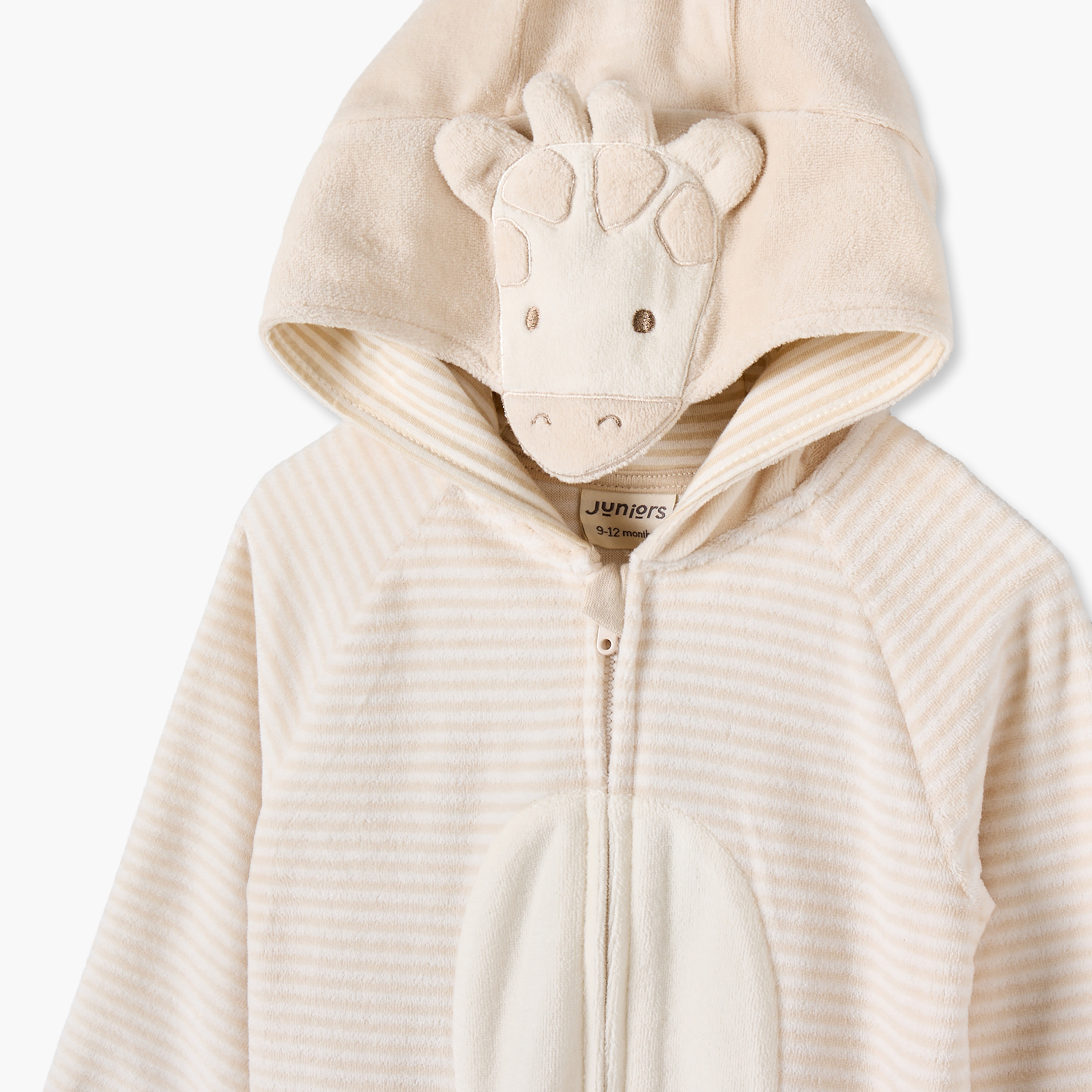 Juniors Hooded Neck Long Sleeves Sleepsuit with Zip Closure-baby-boys-clothing-nightwear-sleepsuits-image-3