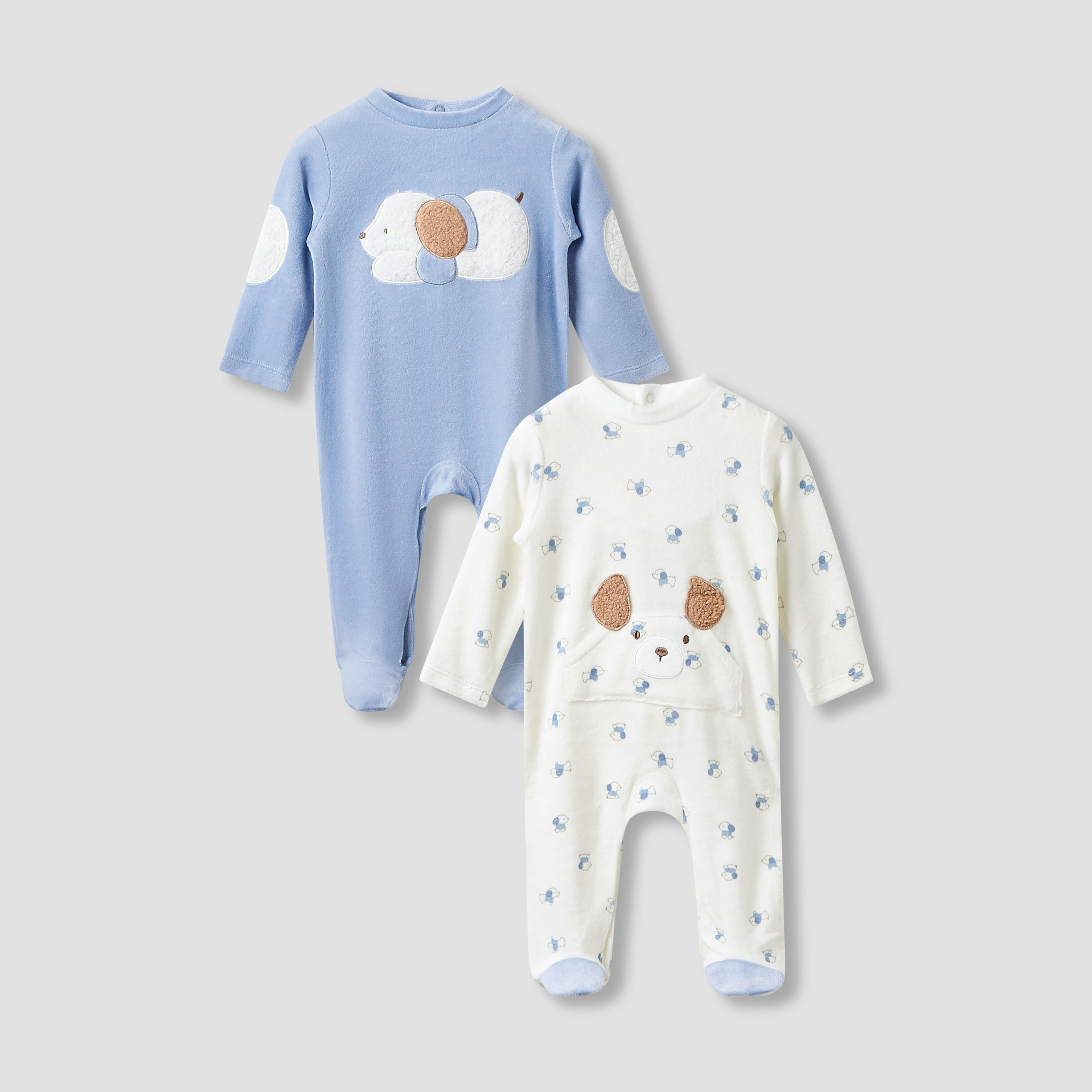 Juniors Round Neck Sleepsuit with Closed Feet - Velour - Long Sleeves-baby-boys-clothing-nightwear-sleepsuits-image-1