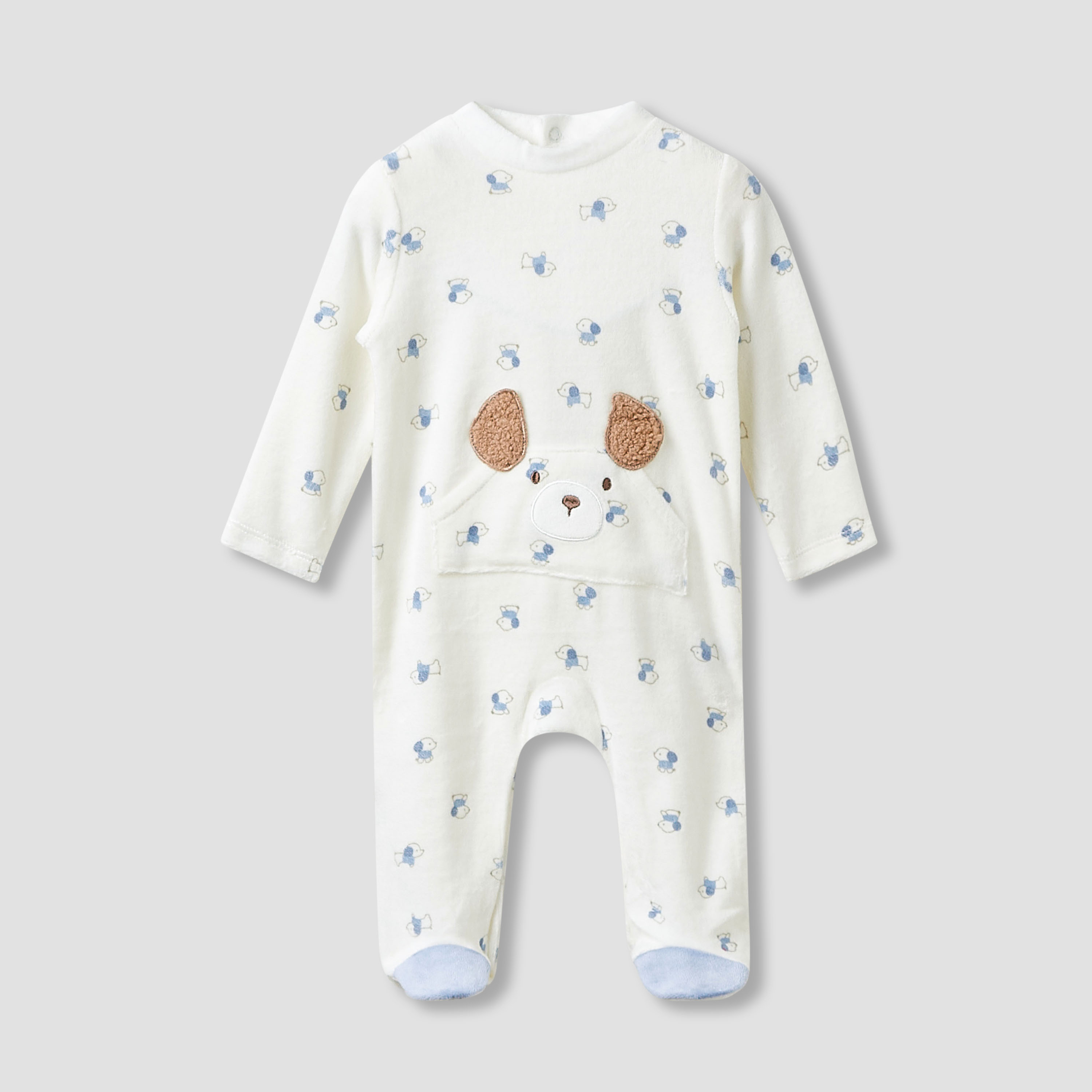 Juniors Round Neck Sleepsuit with Closed Feet - Velour - Long Sleeves-baby-boys-clothing-nightwear-sleepsuits-image-2