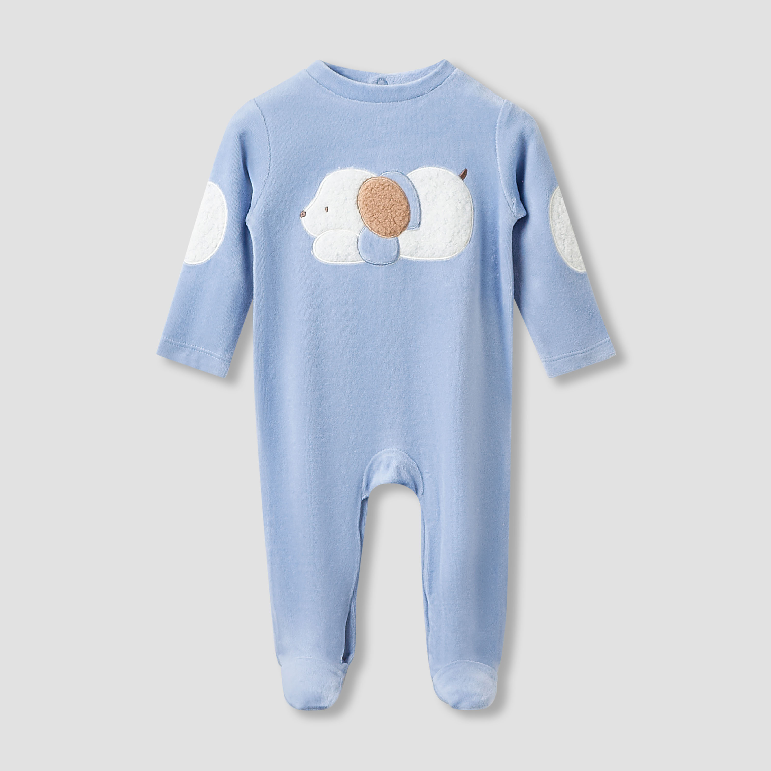 Juniors Round Neck Sleepsuit with Closed Feet - Velour - Long Sleeves-baby-boys-clothing-nightwear-sleepsuits-image-3